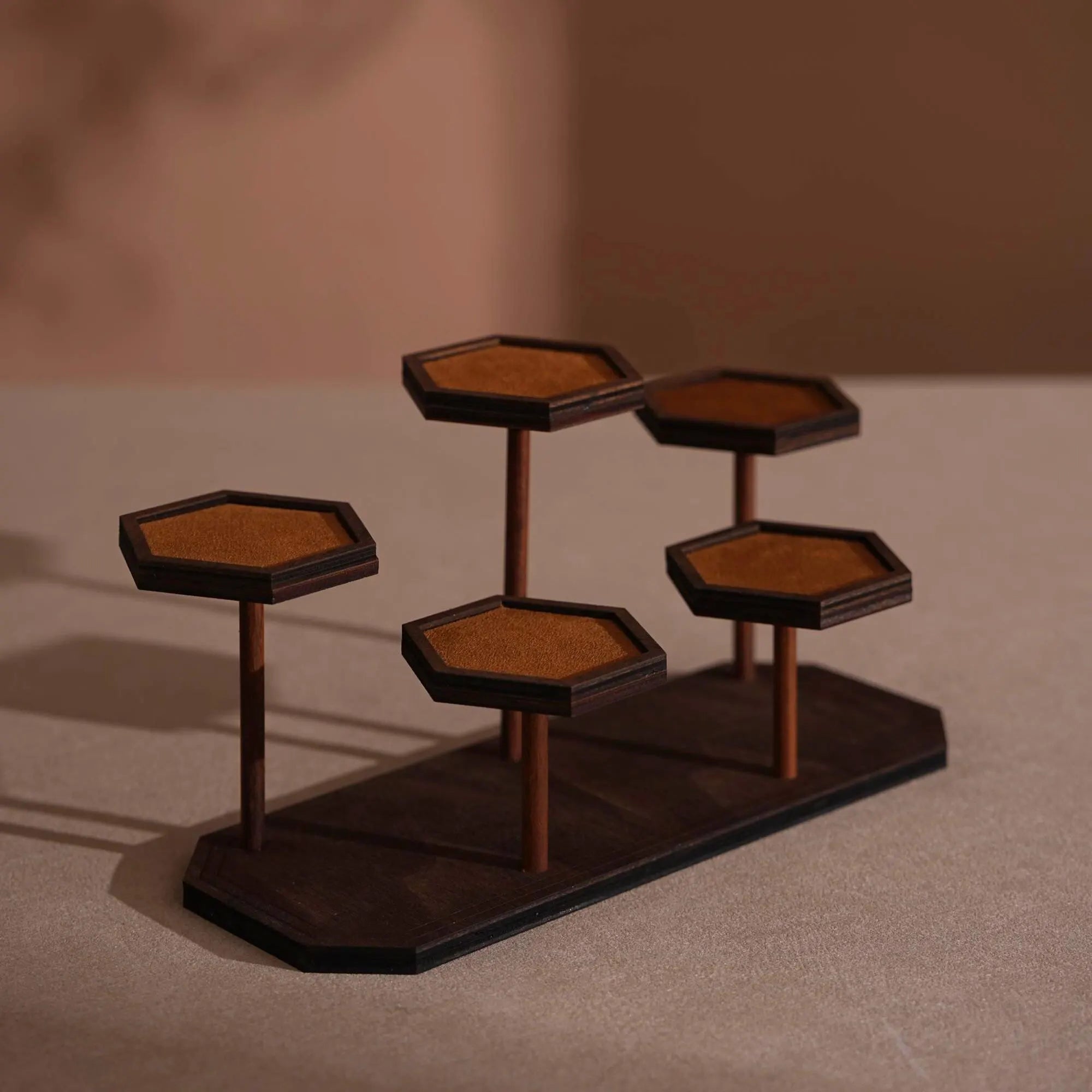 Walnut Veneer Jewelry Vendor Display Set (7-Piece) | 12 Colors