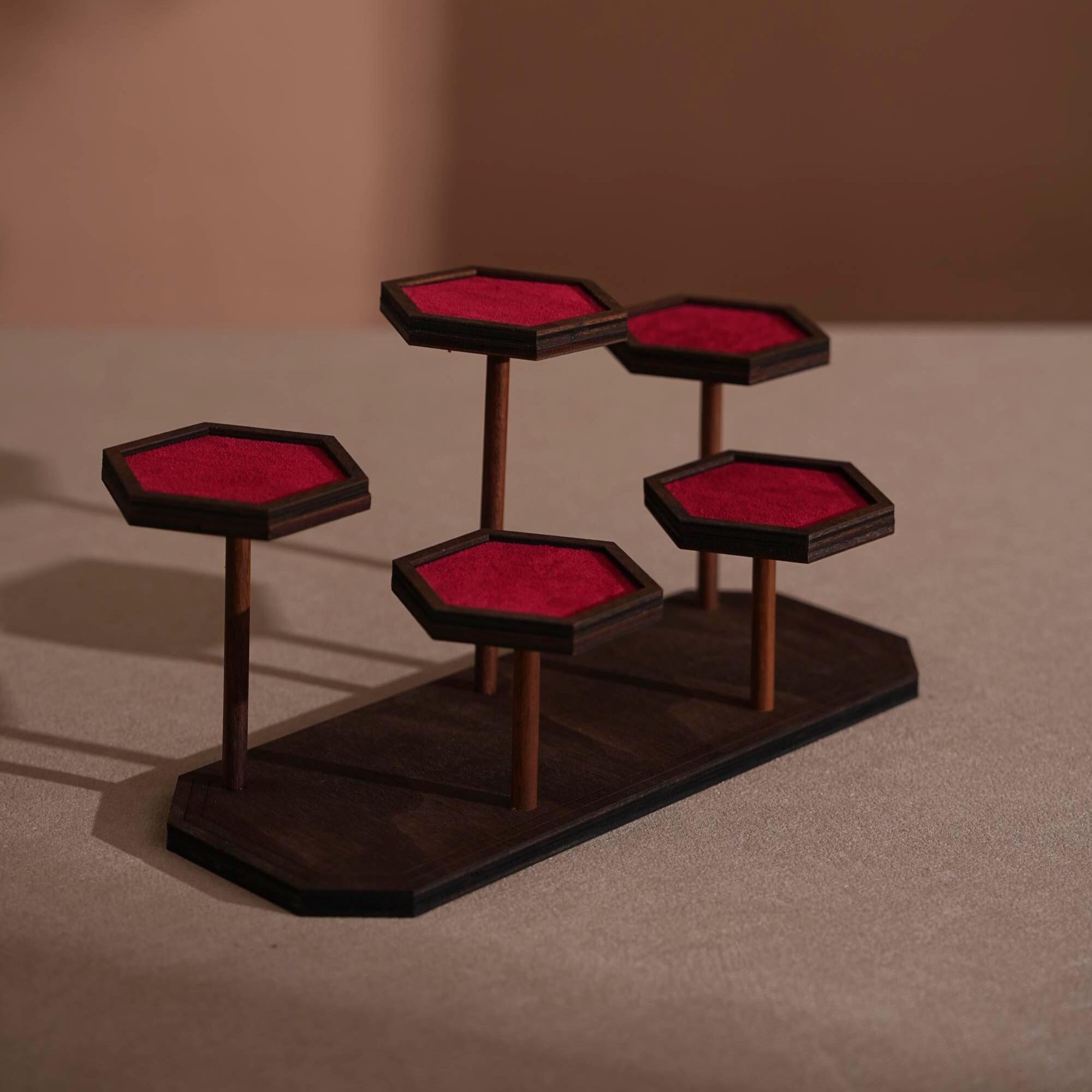 Walnut Veneer Jewelry Vendor Display Set (7-Piece) | 12 Colors