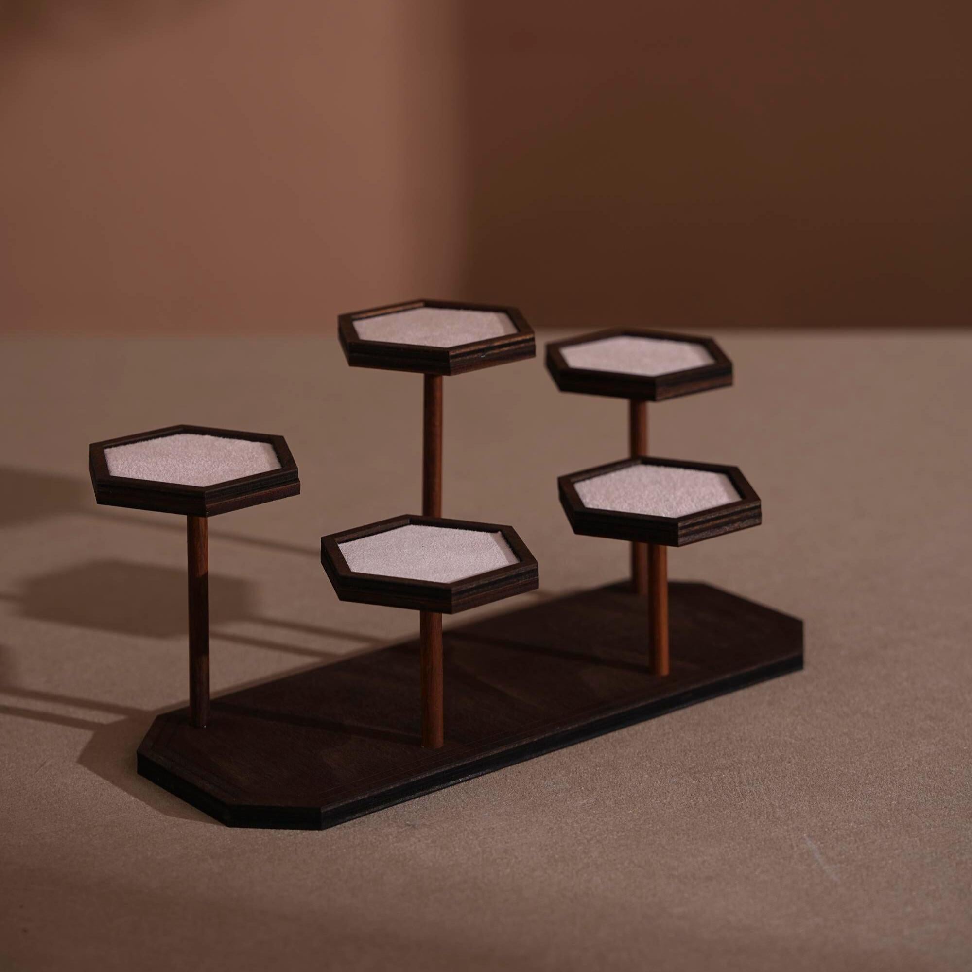 Walnut Veneer Jewelry Vendor Display Set (7-Piece) | 12 Colors