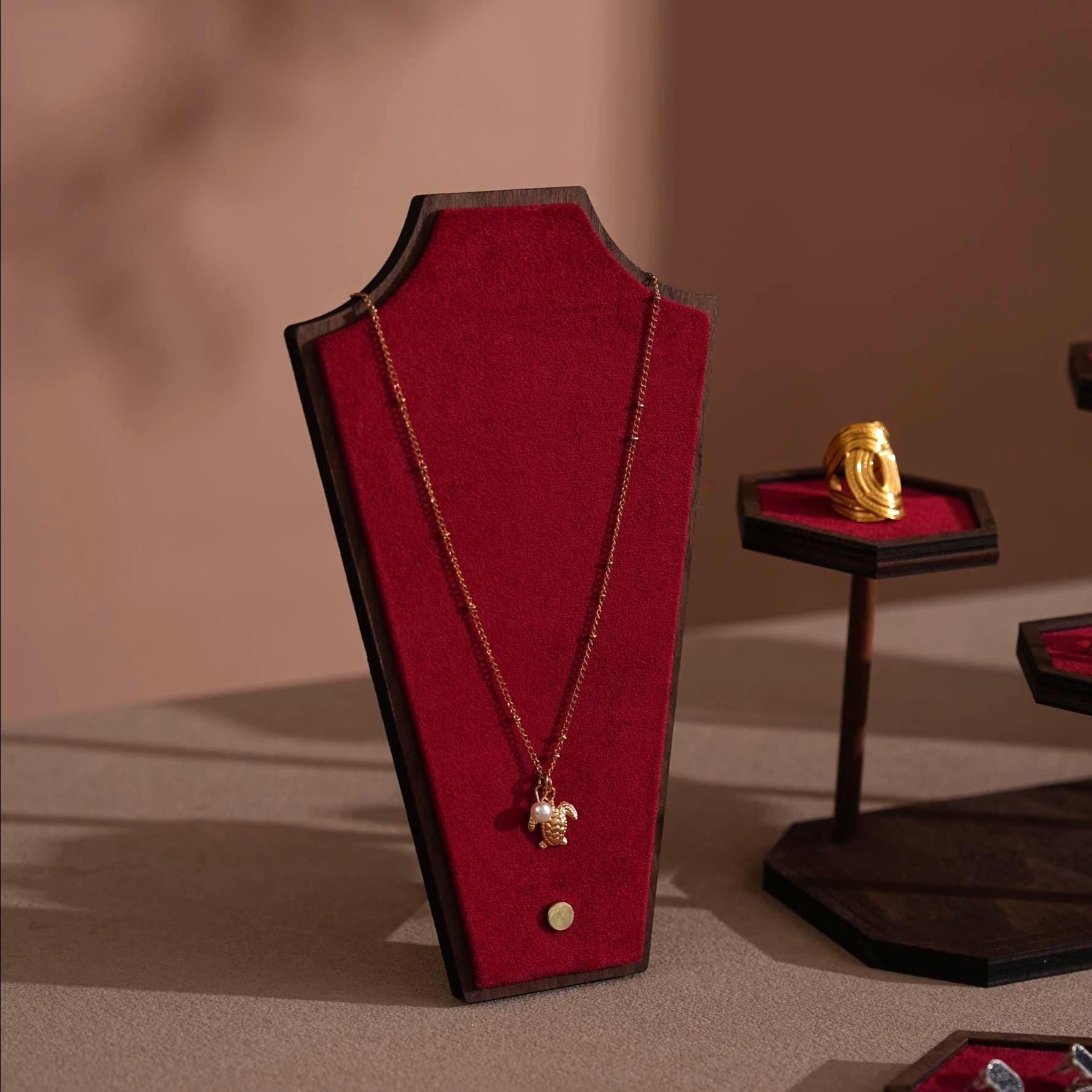 Walnut Veneer Jewelry Vendor Display Set (7-Piece) | 12 Colors