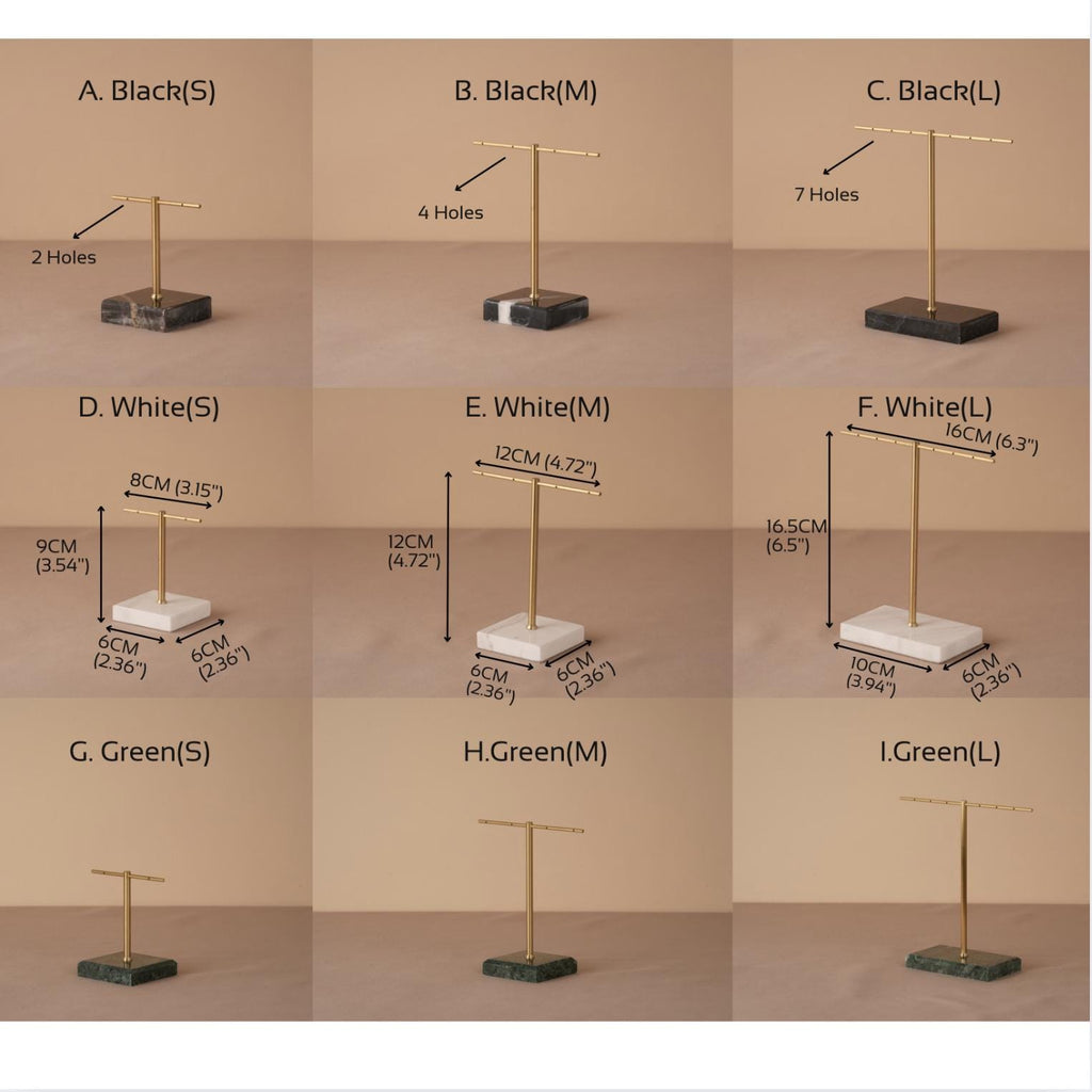 Marble Base Brass Earring Holder – Jewelry Display Stand, Boutique Decor