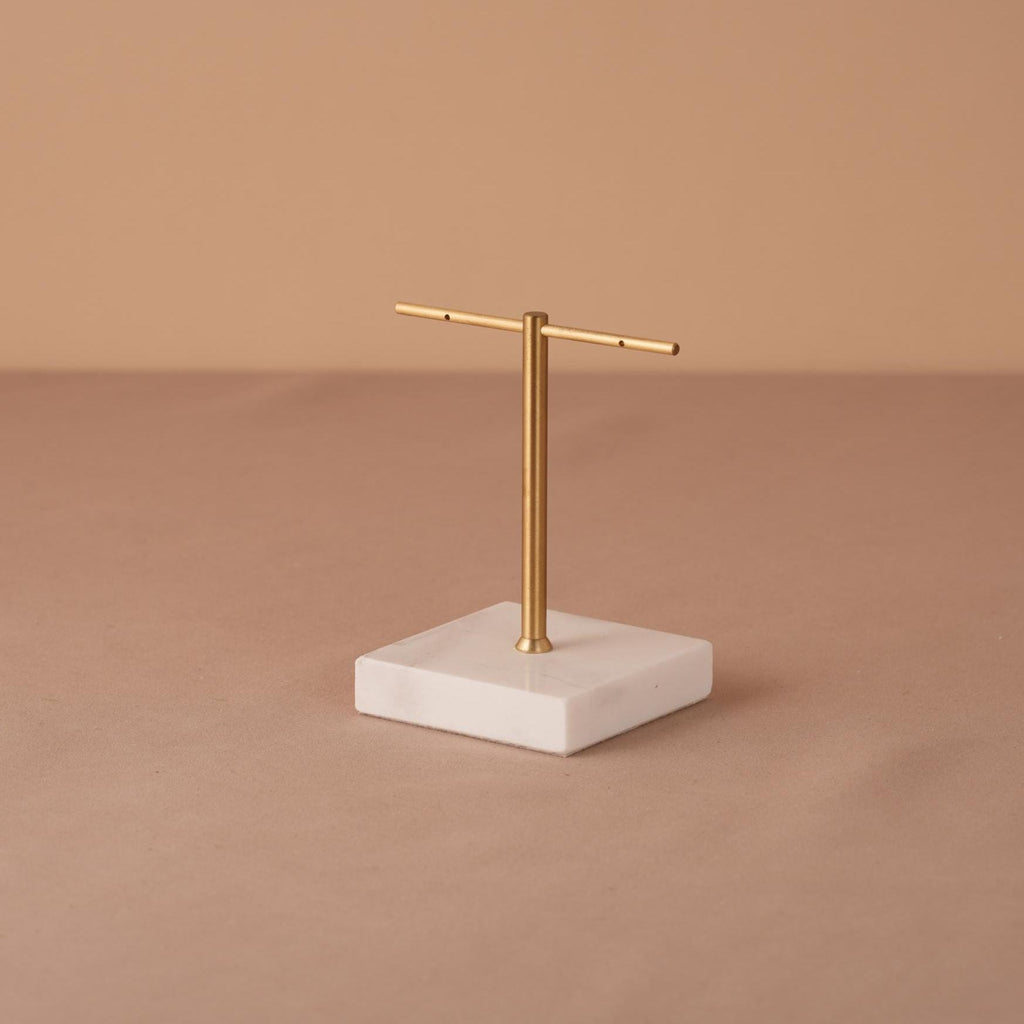 Marble Base Brass Earring Holder – Jewelry Display Stand, Boutique Decor