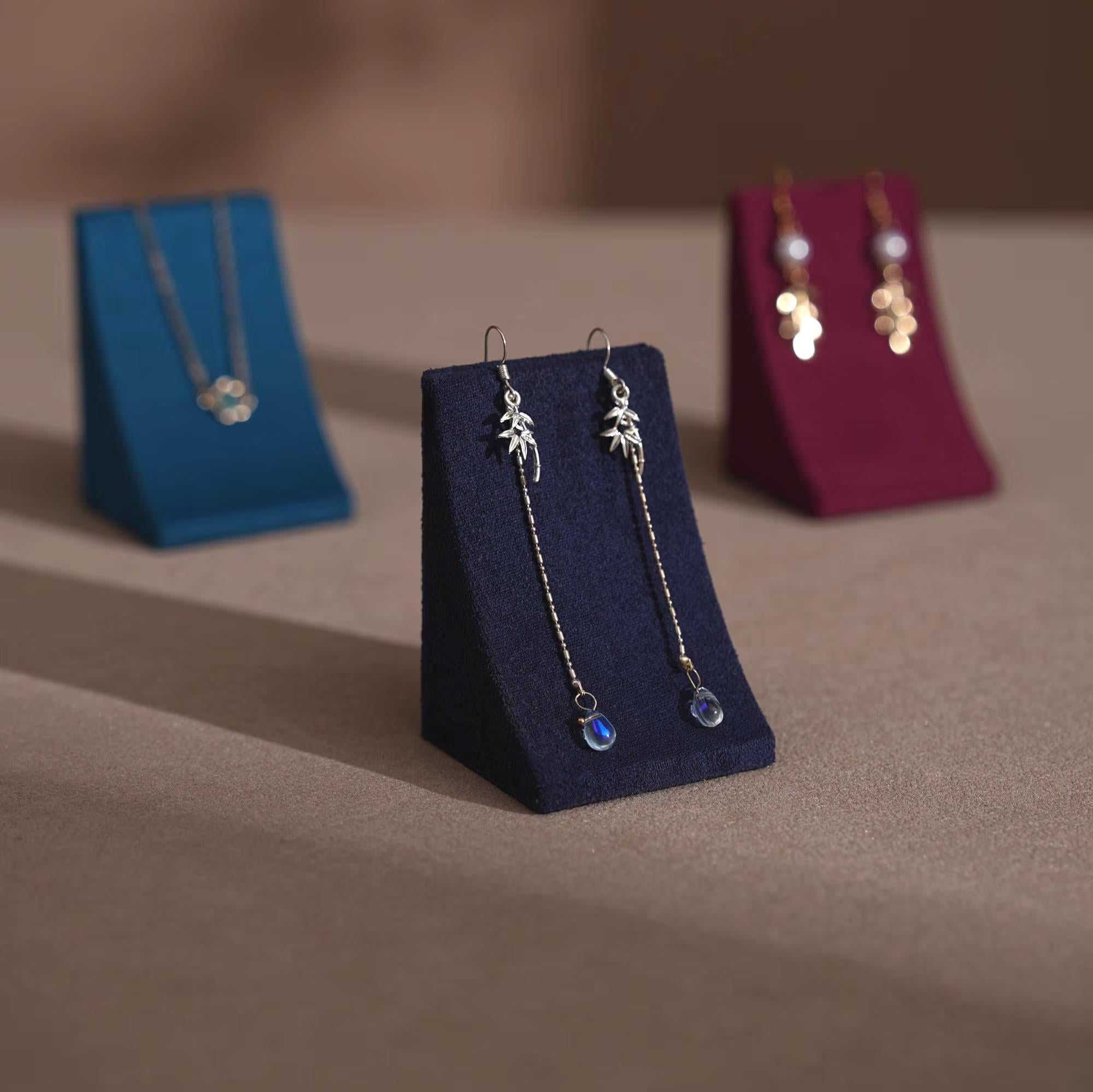 Minimalist Suede Jewelry Display Stand for Earrings and Necklaces