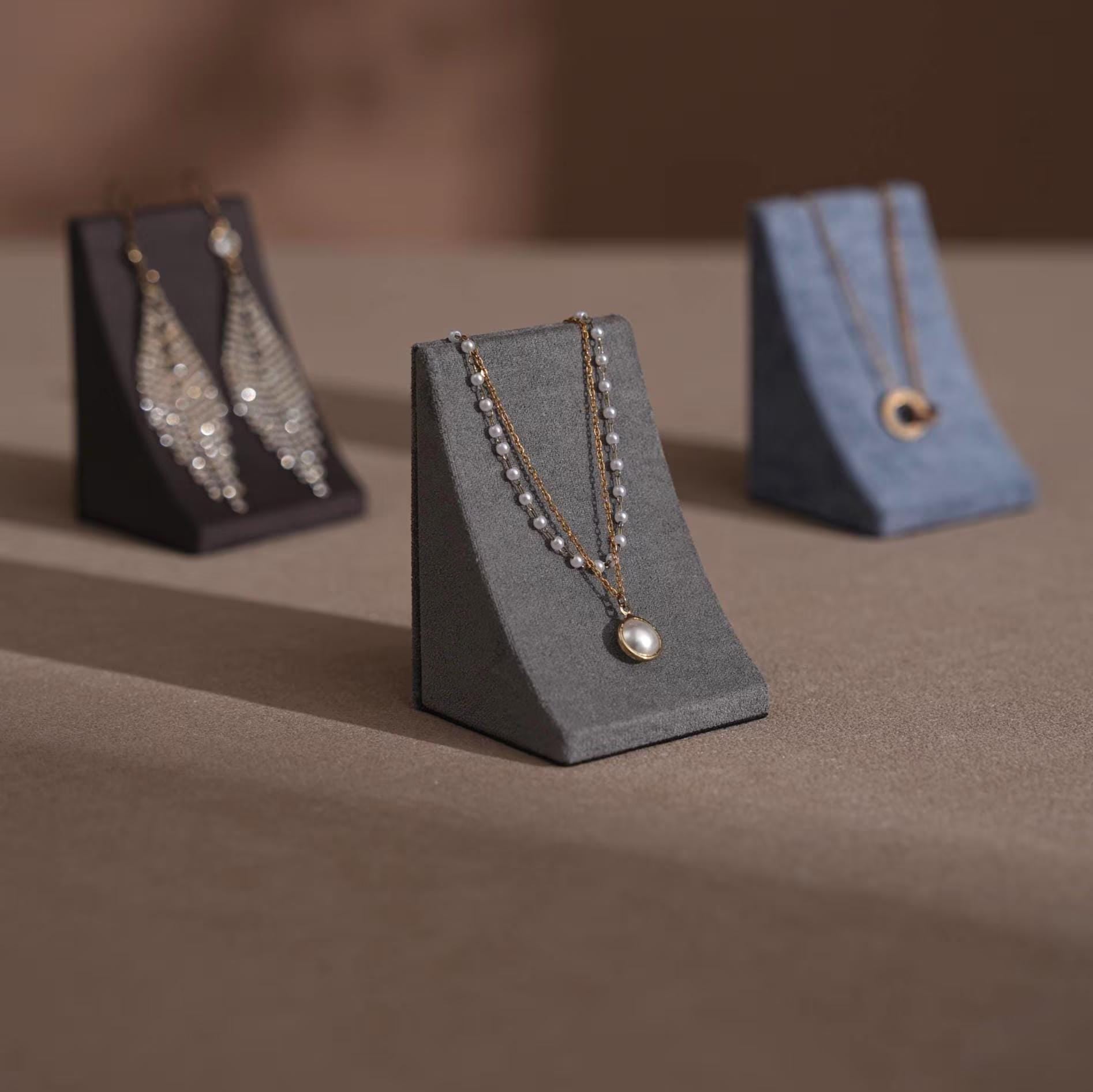 Minimalist Suede Jewelry Display Stand for Earrings and Necklaces