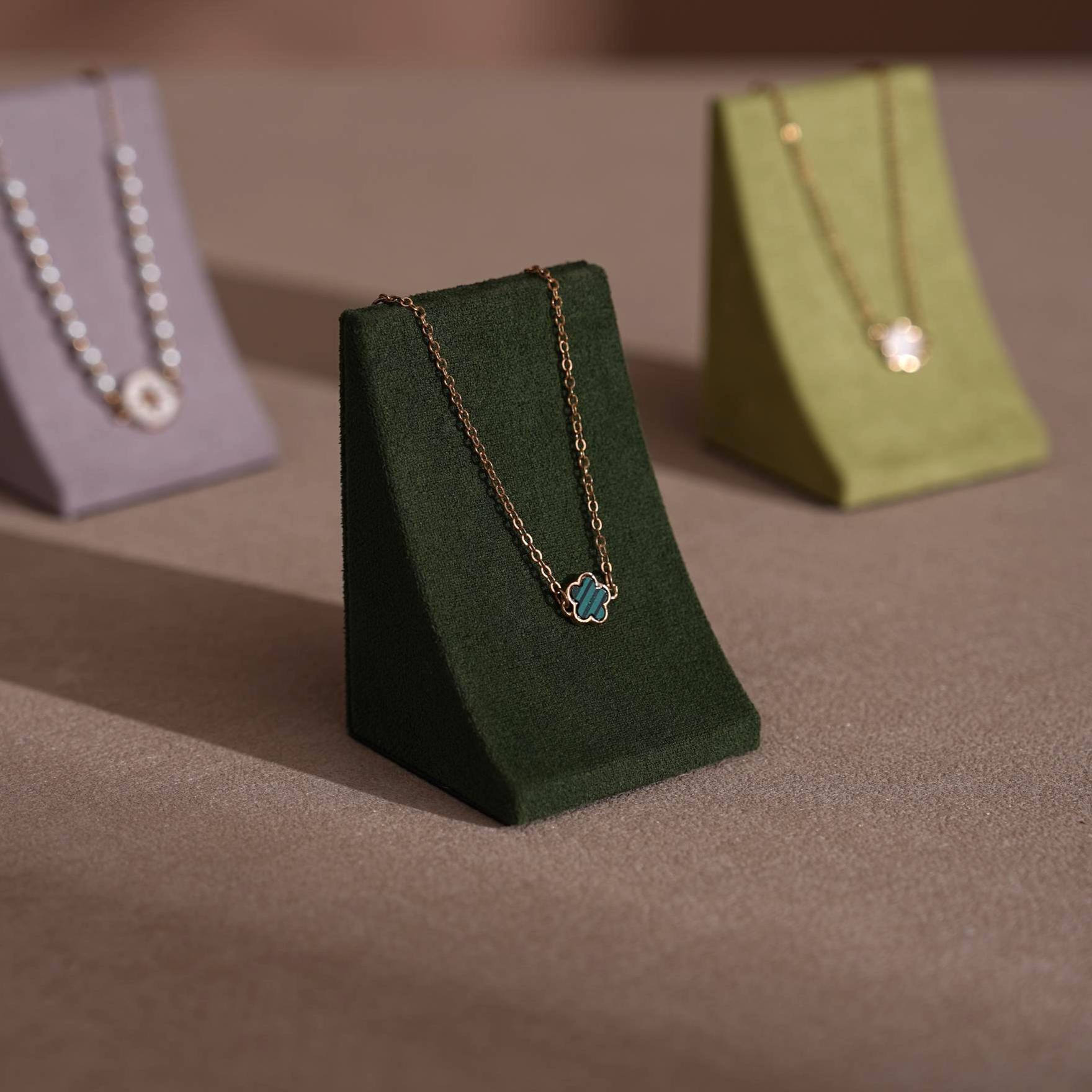 Minimalist Suede Jewelry Display Stand for Earrings and Necklaces