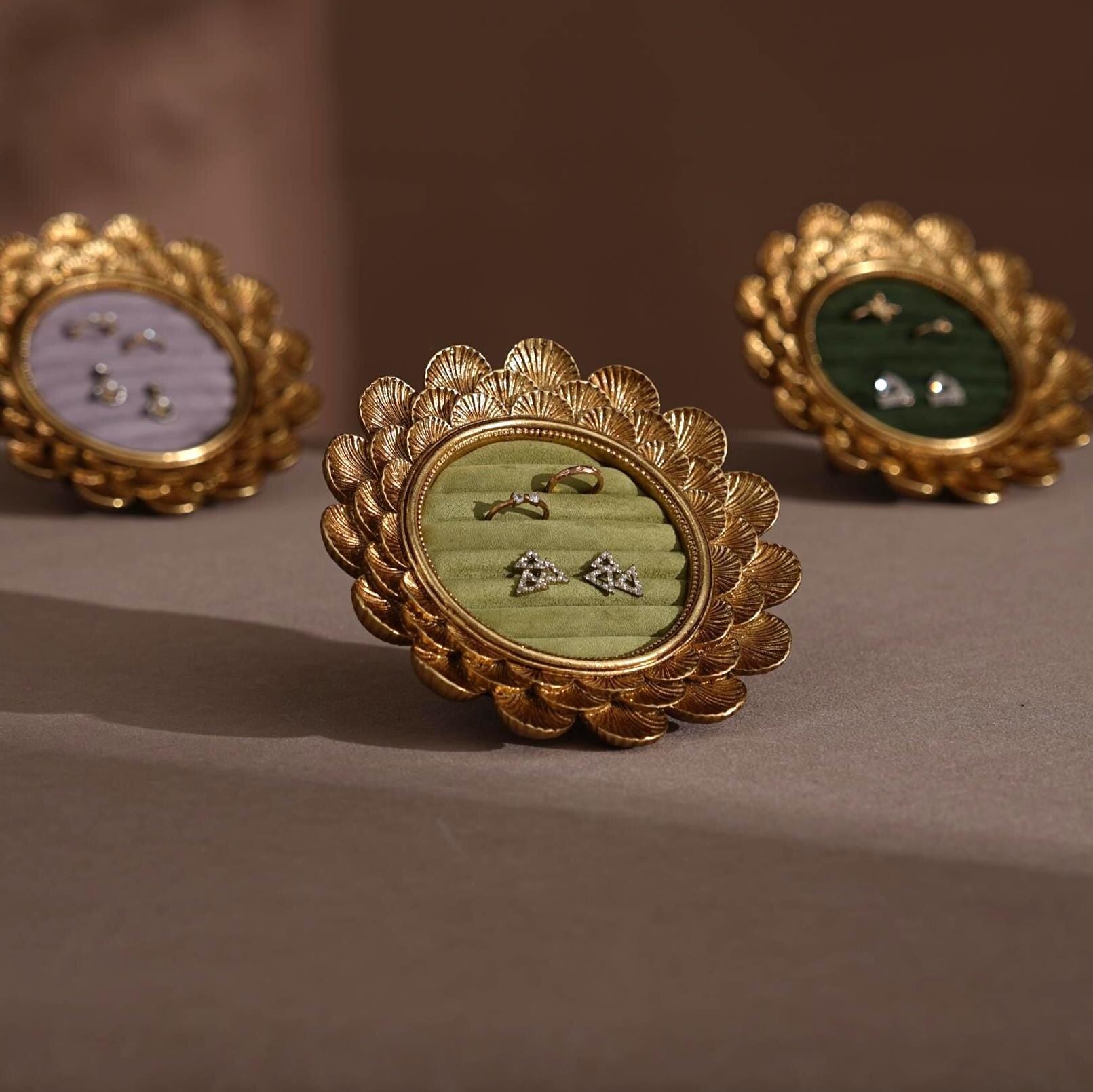 Gold Floral Ring and Earring Organizer