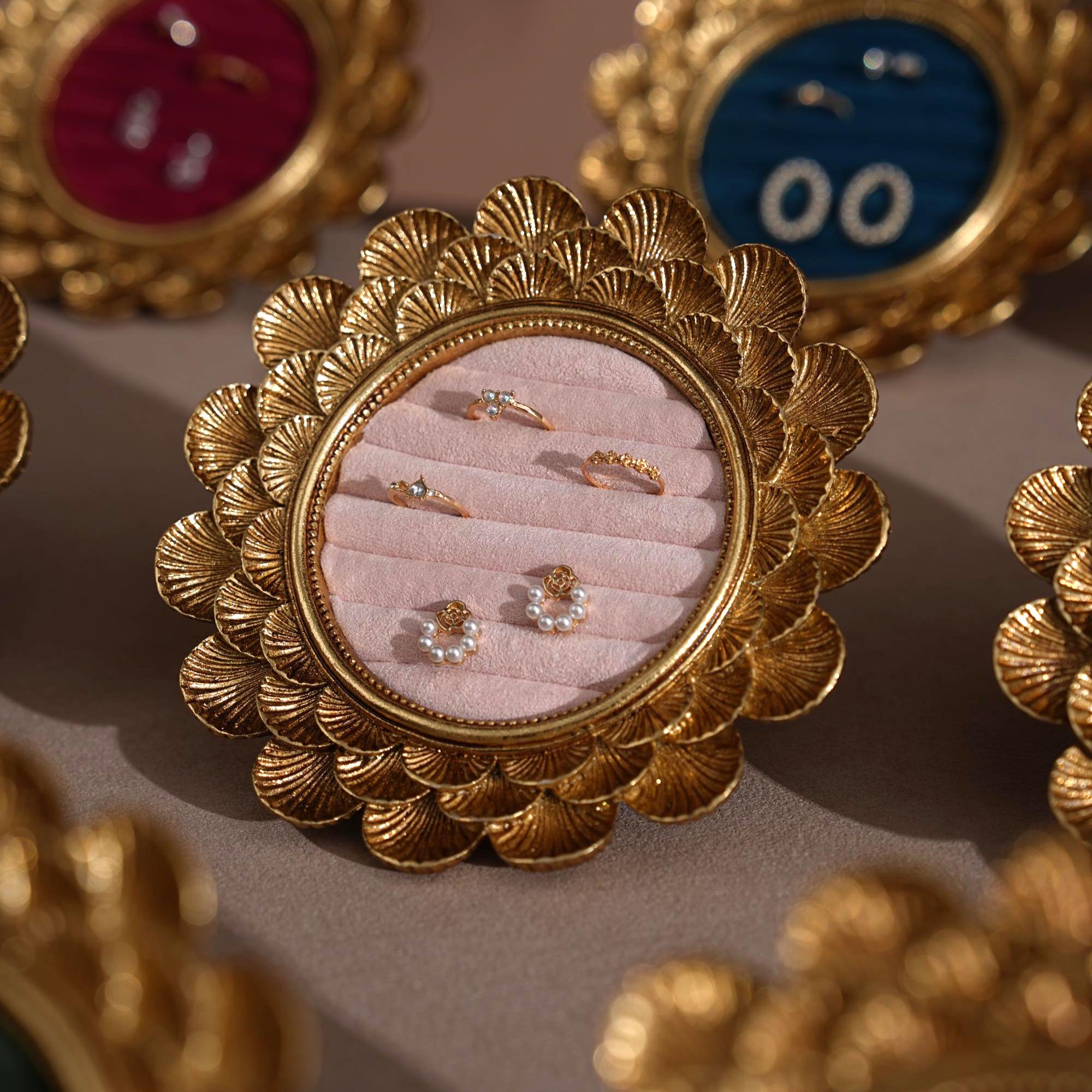 Gold Floral Ring and Earring Organizer