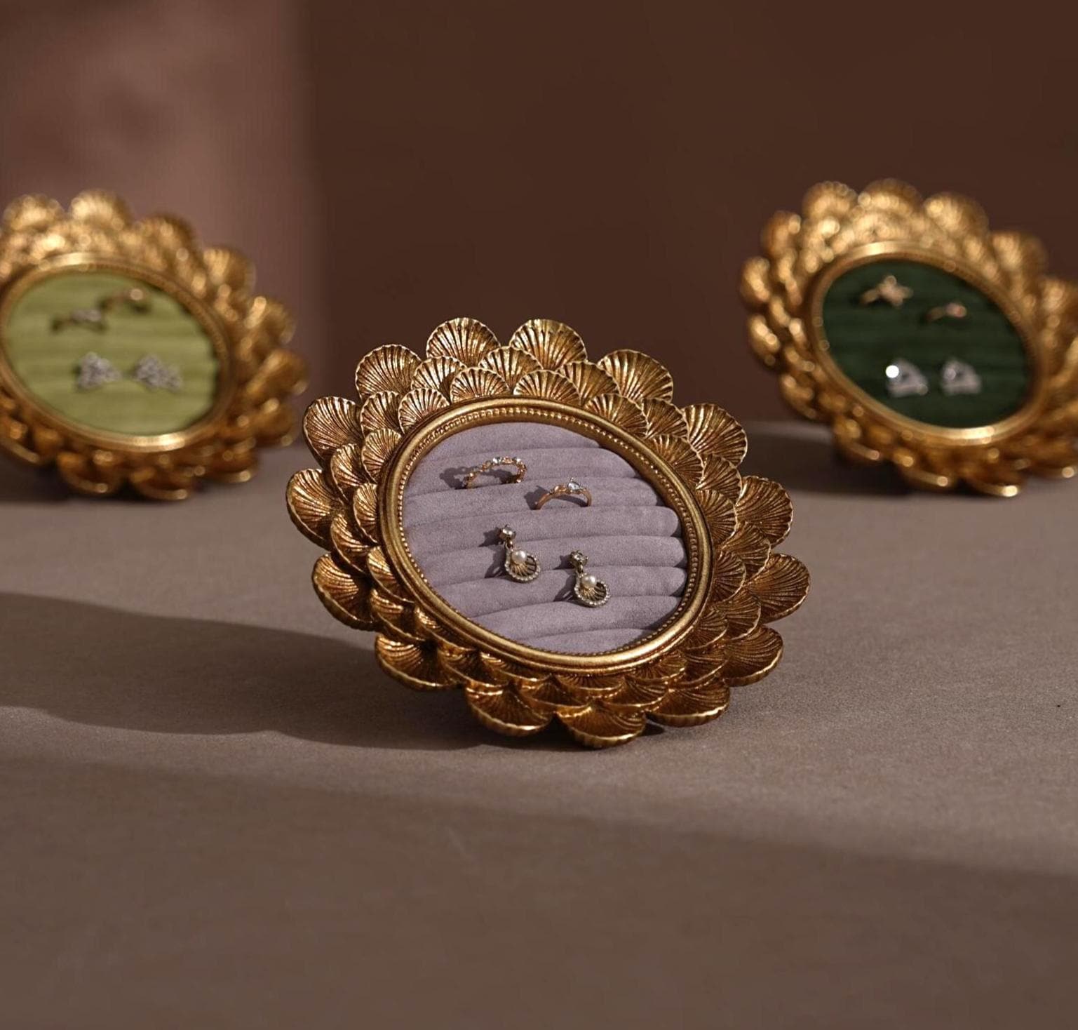 Gold Floral Ring and Earring Organizer