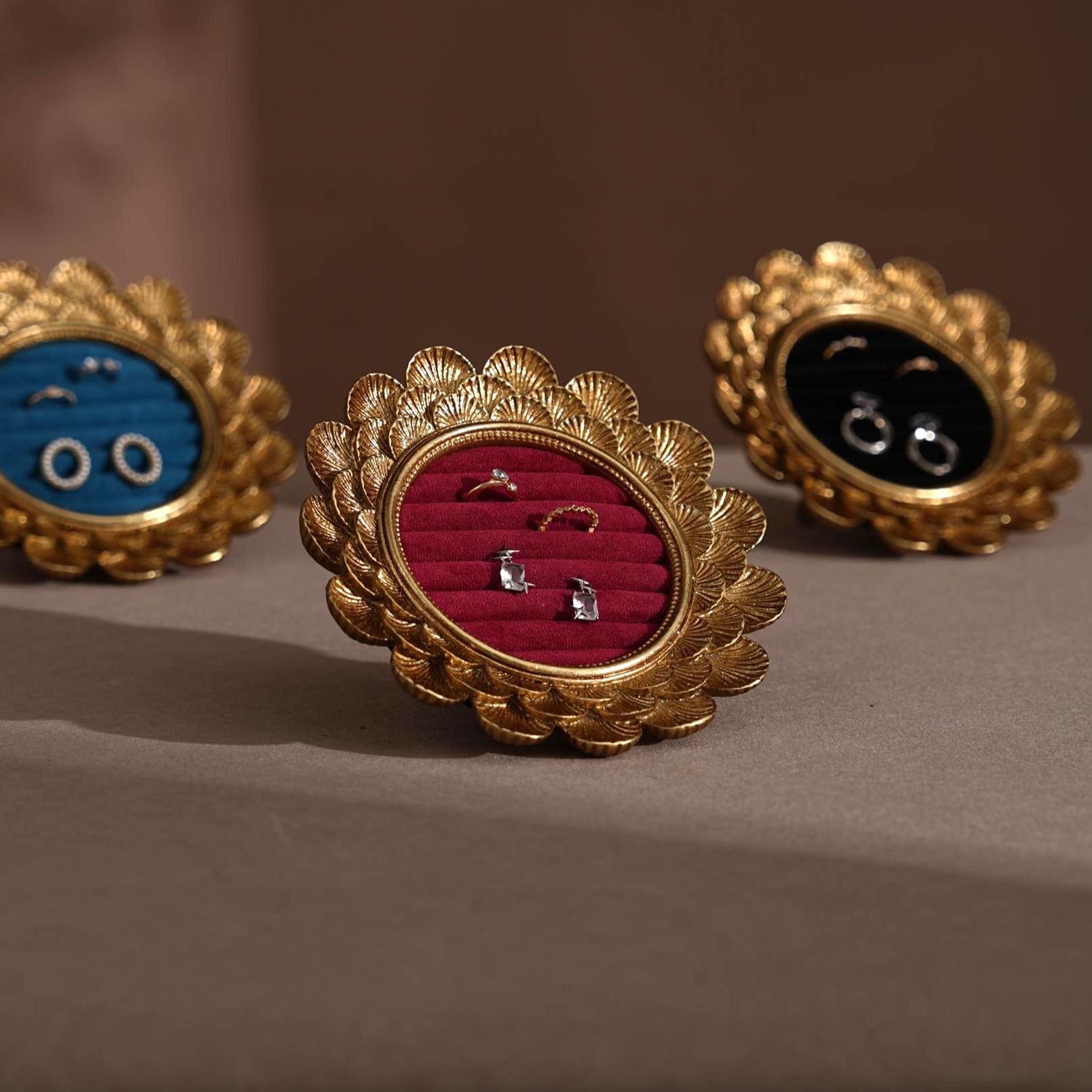 Gold Floral Ring and Earring Organizer