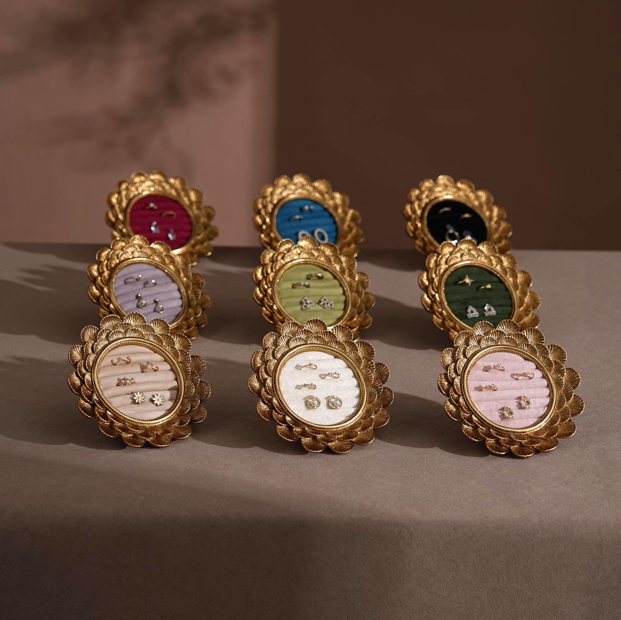 Gold Floral Ring and Earring Organizer