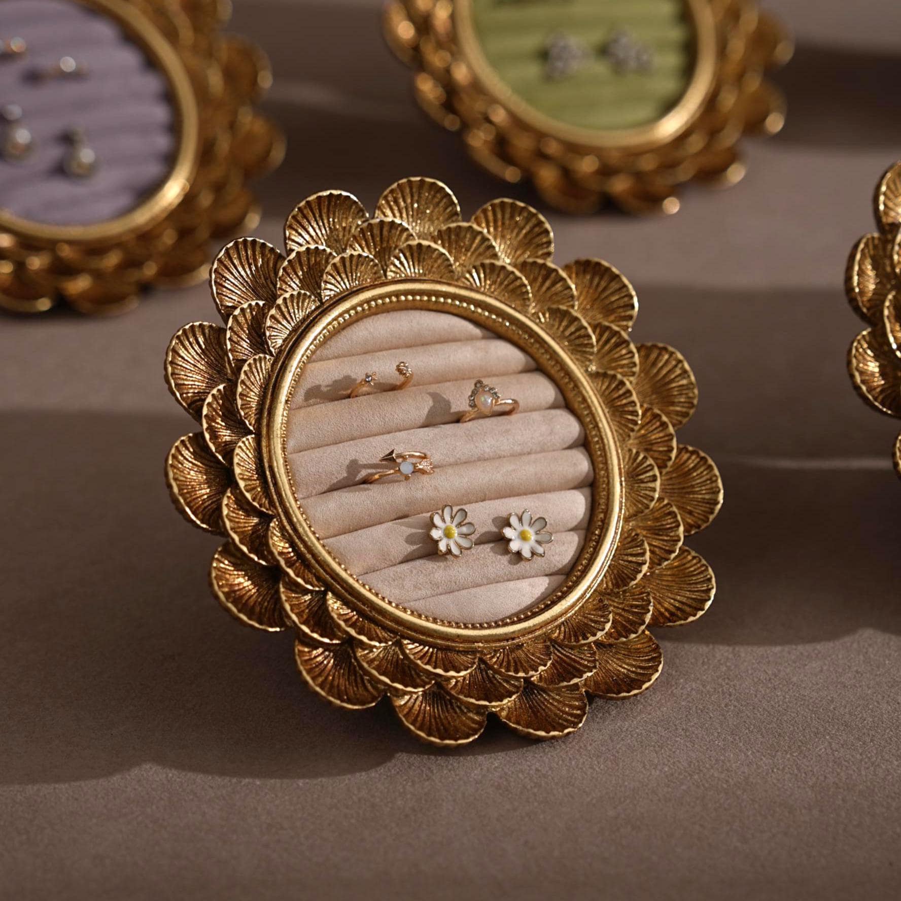 Gold Floral Ring and Earring Organizer
