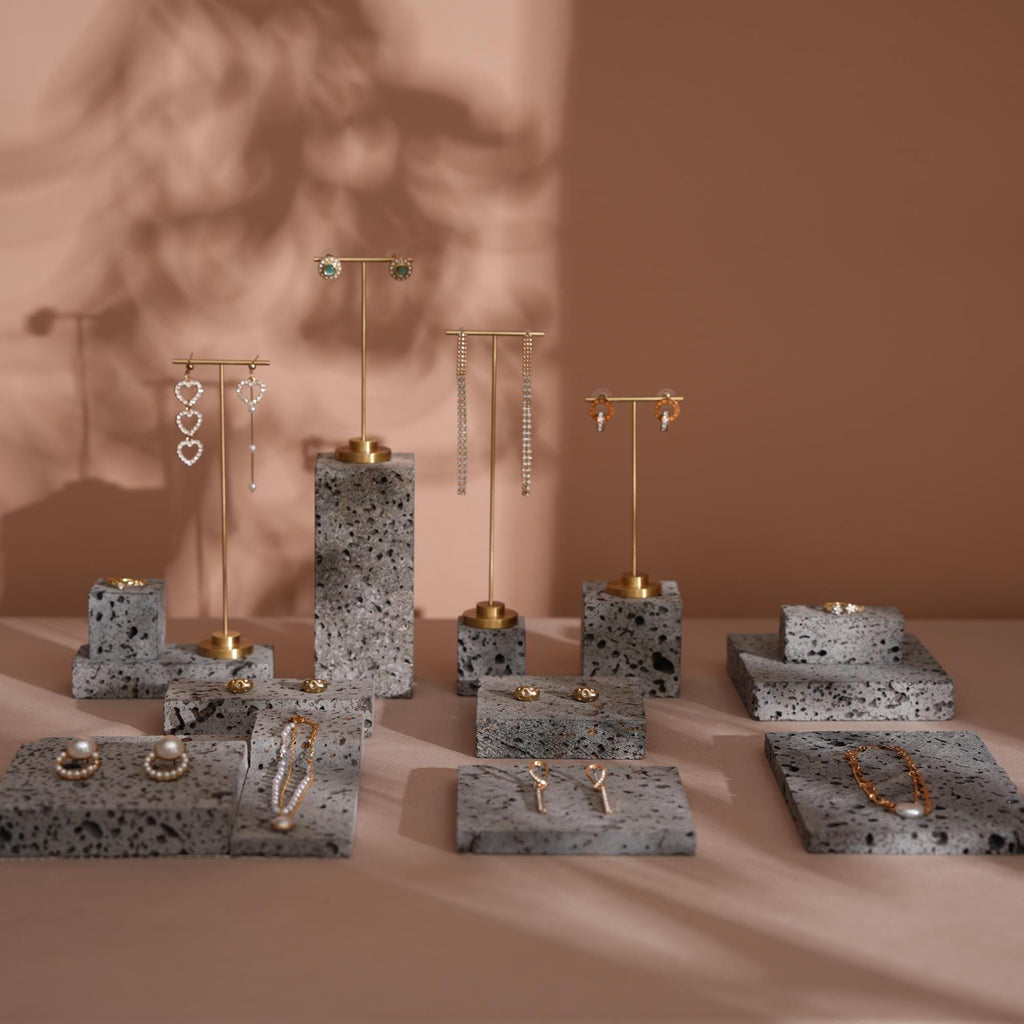 Natural Lava Stone Jewelry Display