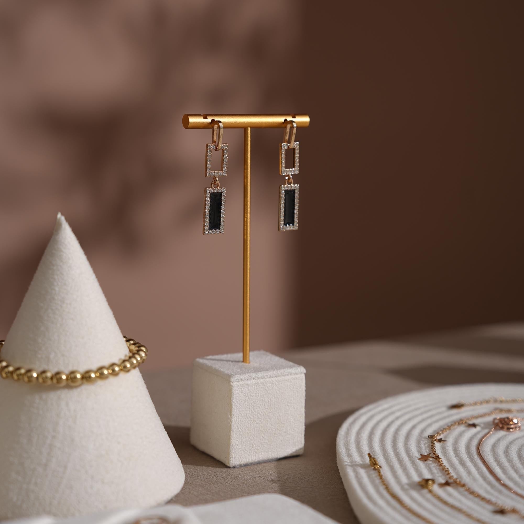 Elegant White Suede Jewelry Display Dish and Tray set