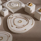 Elegant White Vegan Suede Jewelry Dish & Tray Set | 17-Piece Boutique Display
