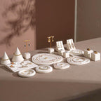Elegant White Vegan Suede Jewelry Dish & Tray Set | 17-Piece Boutique Display