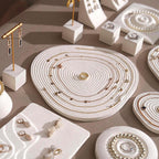 Elegant White Vegan Suede Jewelry Dish & Tray Set | 17-Piece Boutique Display