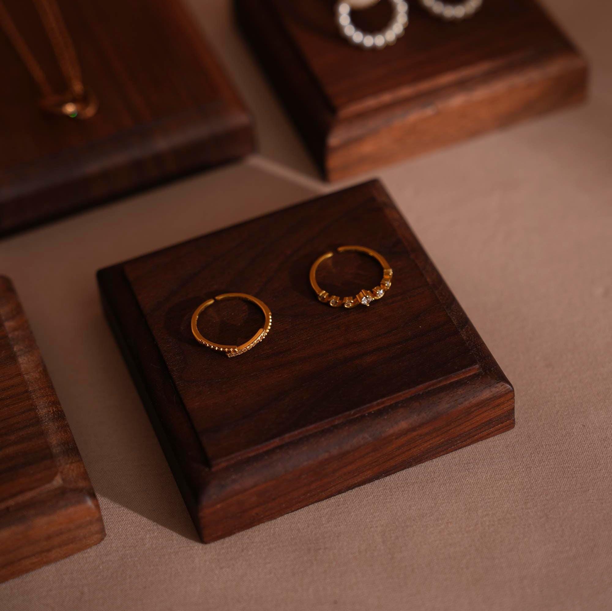 Minimalist Walnut Jewelry Display Dishes
