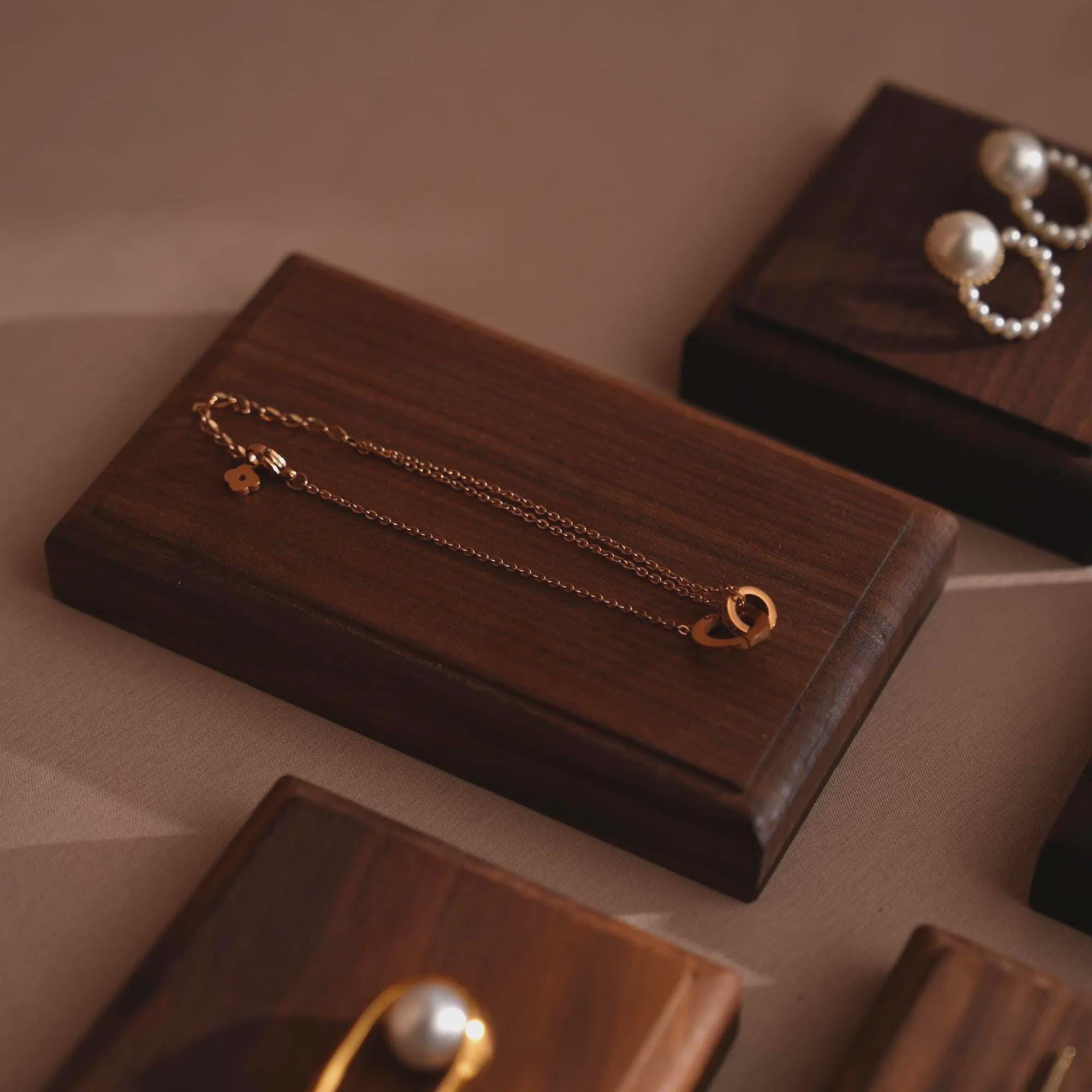 Minimalist Walnut Jewelry Display Dishes