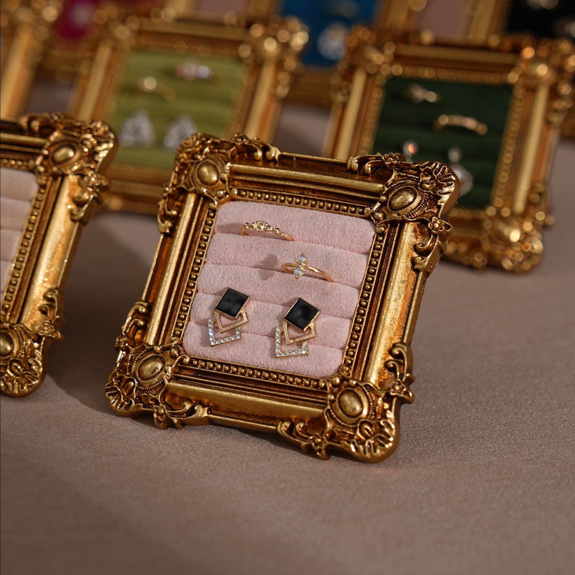 Rococo Square Jewelry Holder for Rings and Earrings