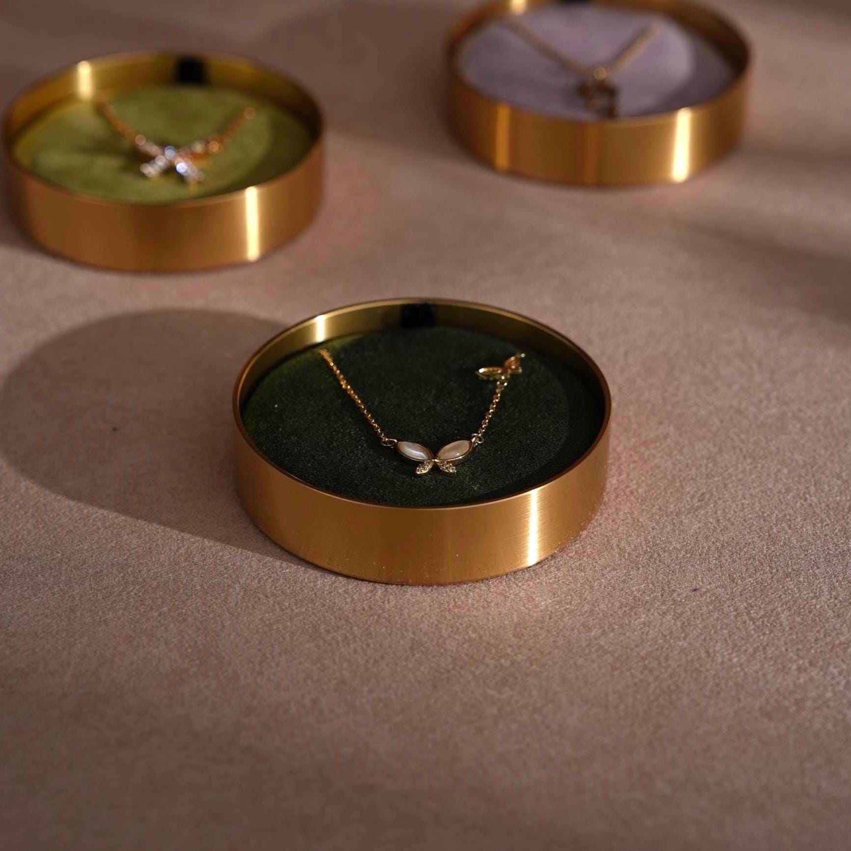 Brass Necklace Box with Lid, Gift for Her Mother, Keepsake Jewelry Box