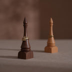 Black Walnut Beechwood Ring Holder: Bishop Style Jewelry Display Stand