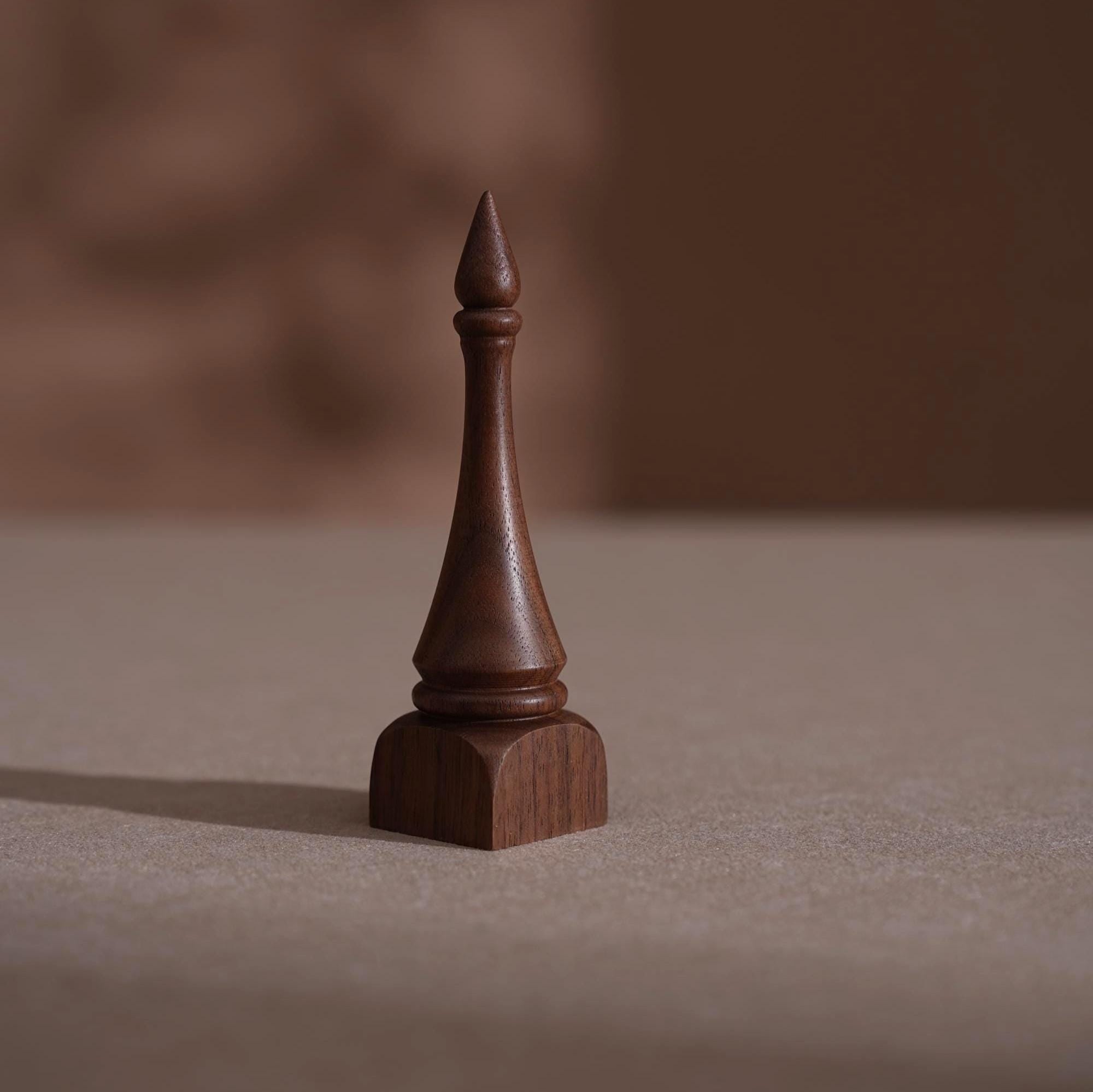 Black Walnut Beechwood Ring Holder: Bishop Style Jewelry Display Stand