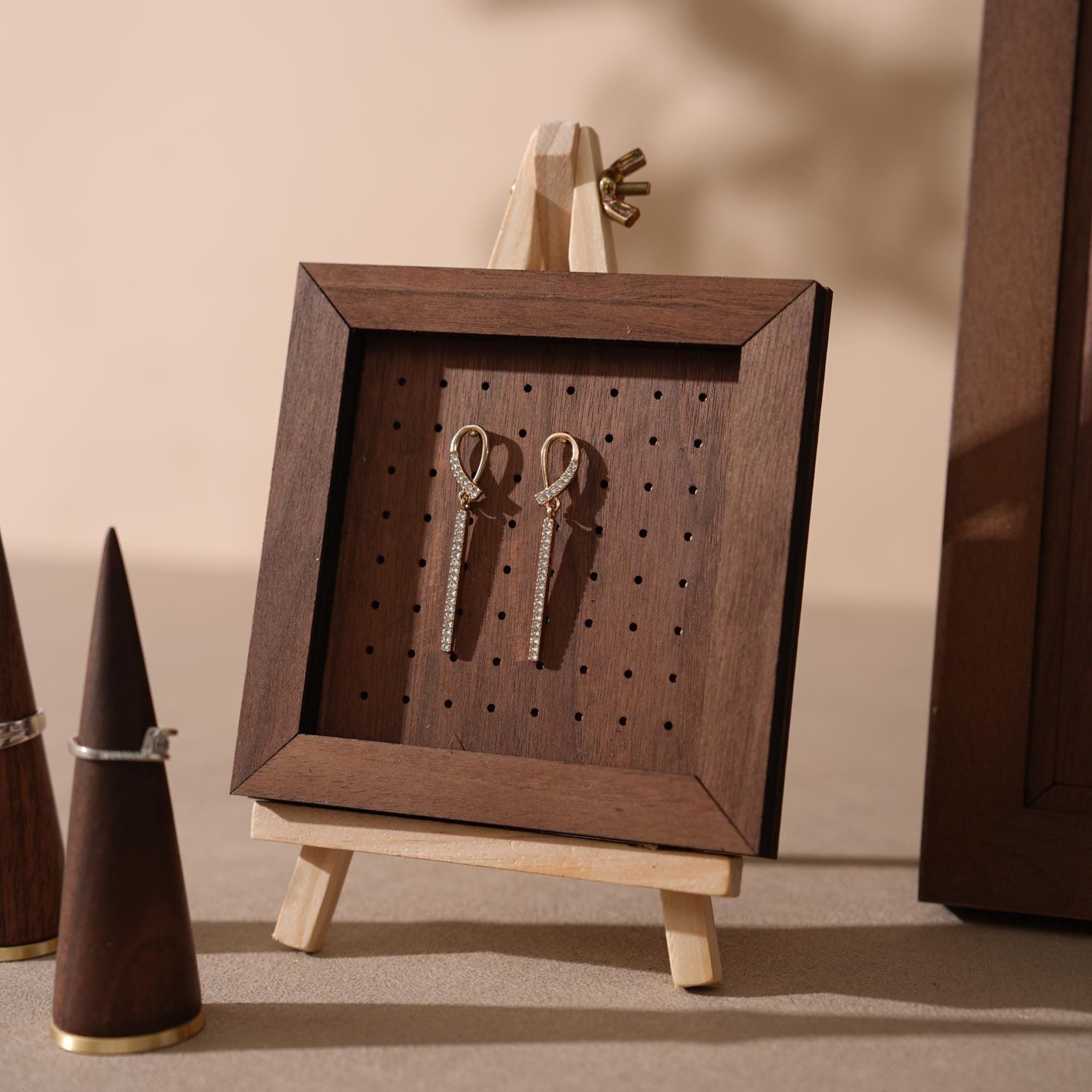 Walnut Veneer Jewelry Display Set: Portable Booth Organizer