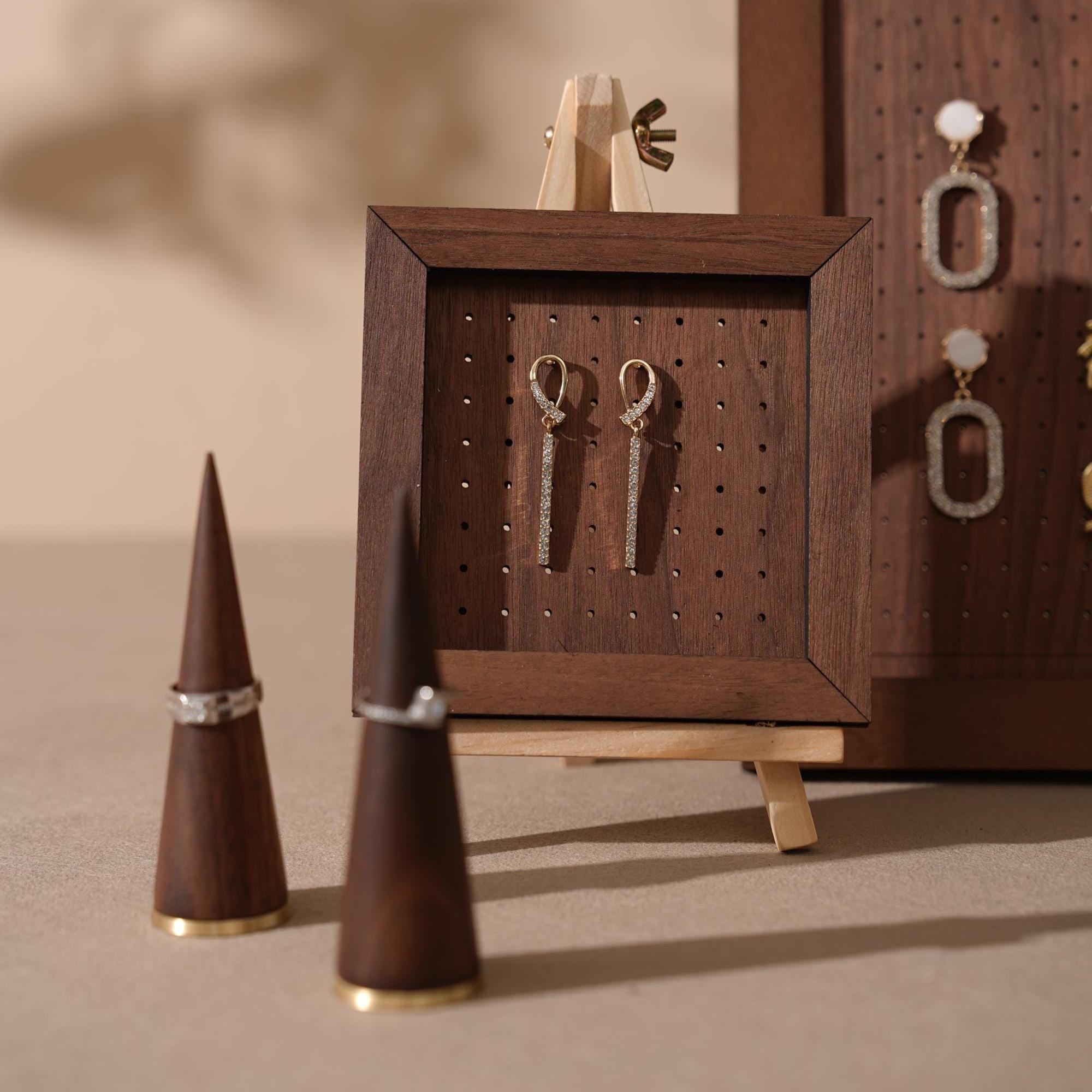 Walnut Veneer Jewelry Display Set: Portable Booth Organizer