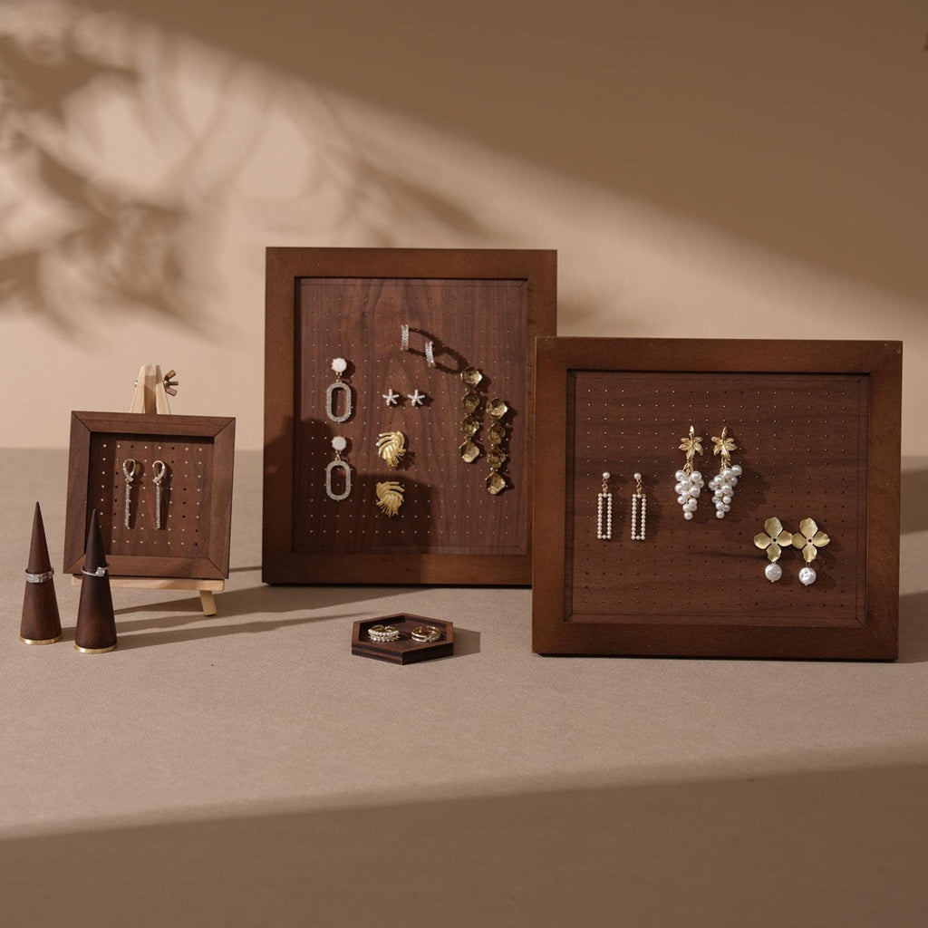 Walnut Veneer Jewelry Display Set: Portable Booth Organizer