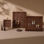 Walnut Veneer Jewelry Display Set: Portable Booth Organizer