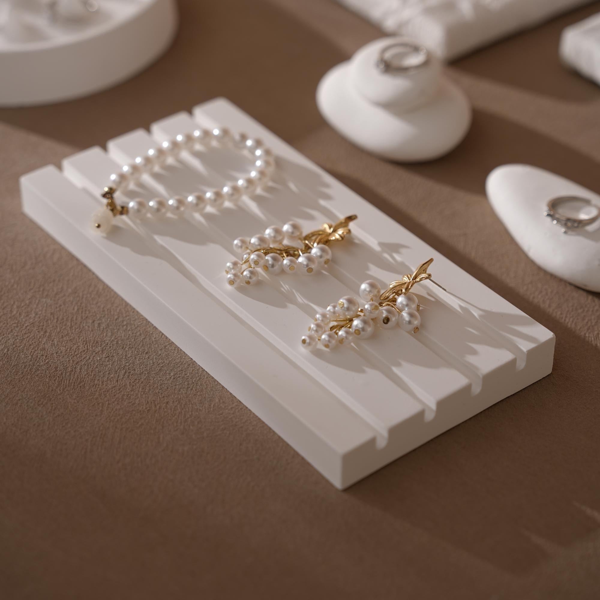 Plaster Jewelry Display Set, Ring Tray, Earring Stand, Necklace Display Props, Handmade Boutique Craft Fair Market Display