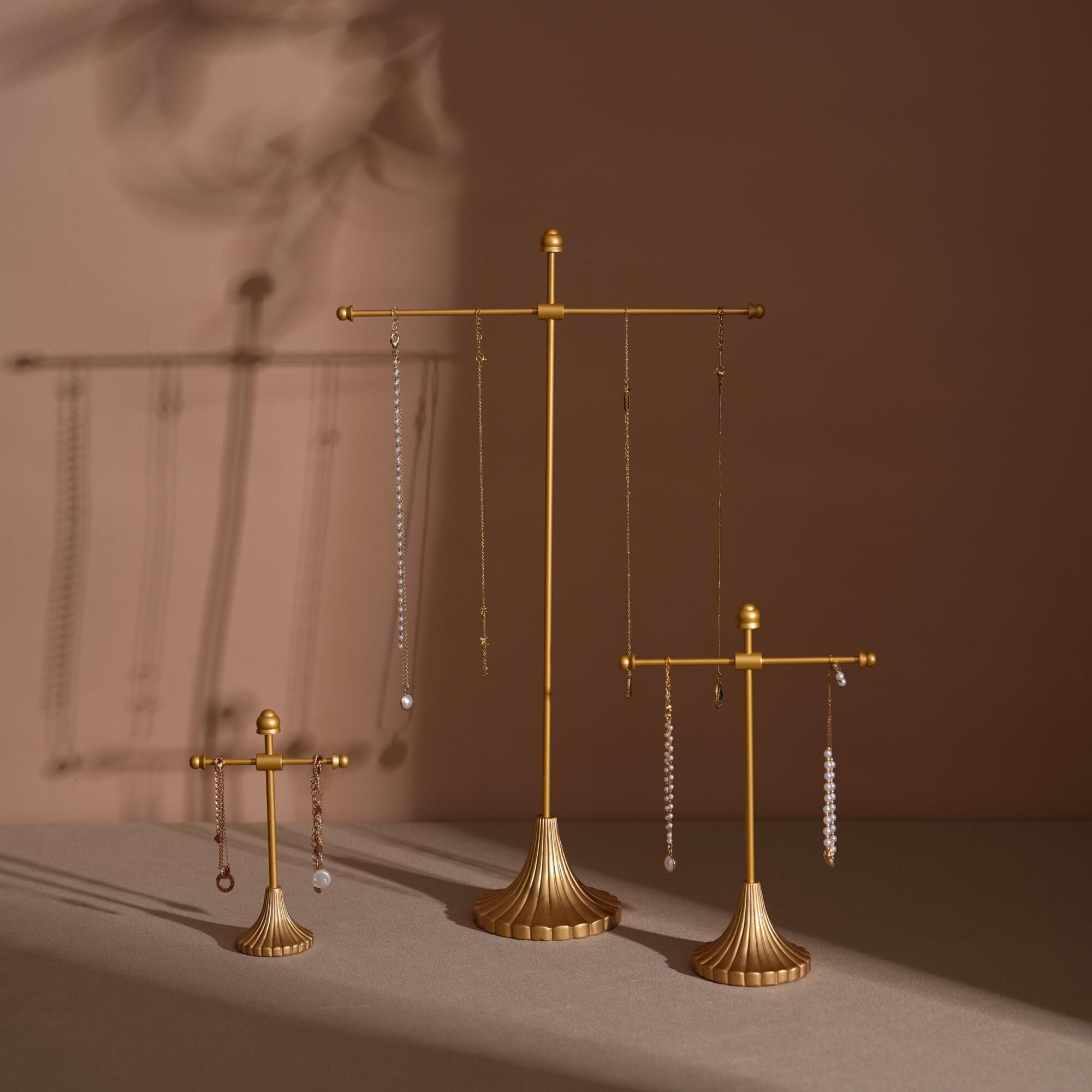 Gold Metal Jewelry Display Stand Set, Necklace Bracelet Earring Holder, T Bar Jewelry Rack, Boutique Craft Fair Display