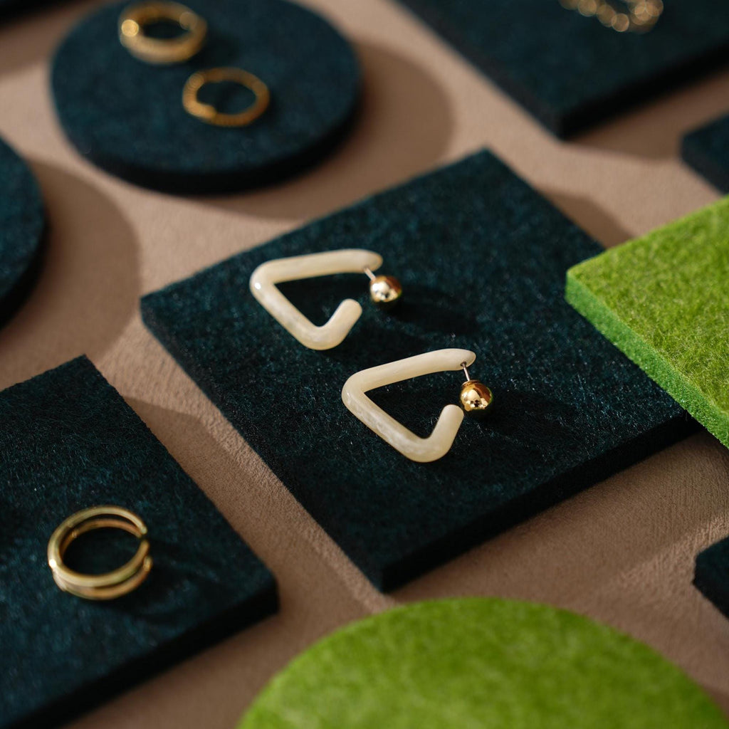 Green Felt Jewelry Display Set Ring Earring Necklace Pads Craft Fair Booth Display
