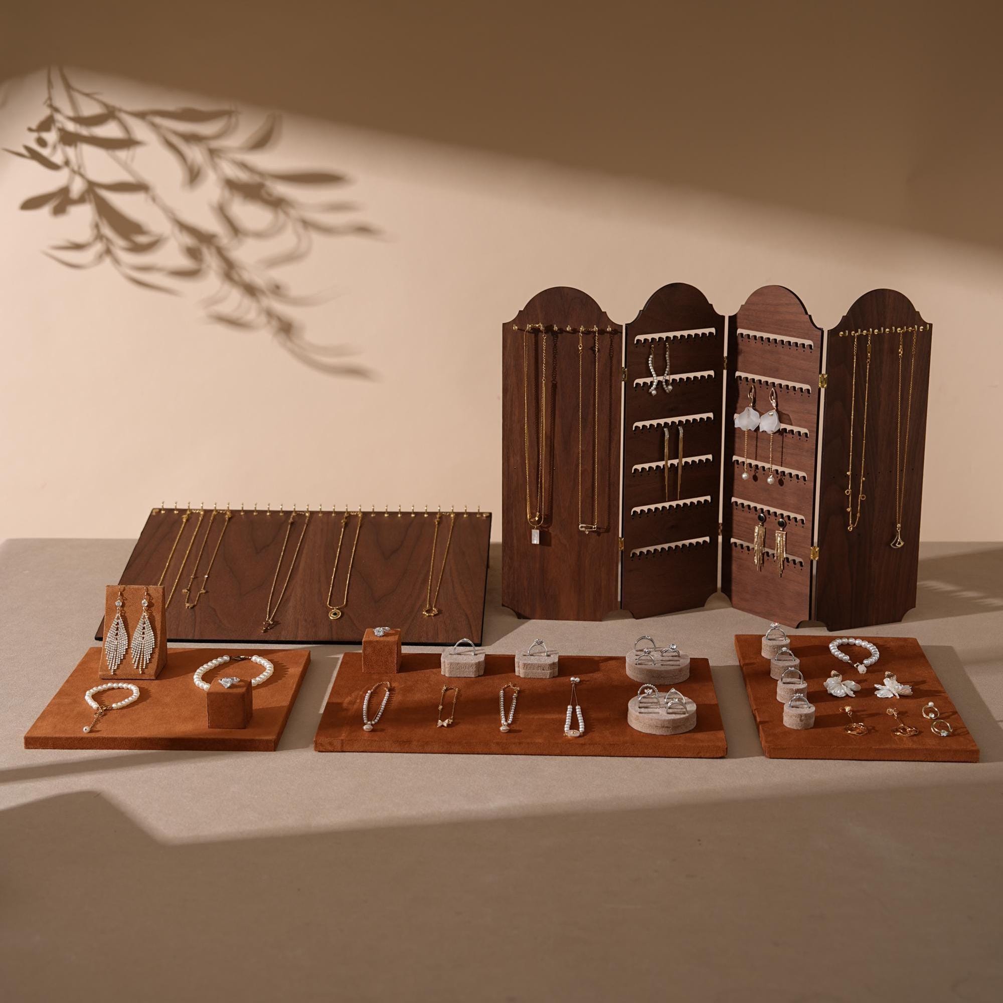 Caramel/Beige Jewelry Display Set for Markets, Booths & Boutiques
