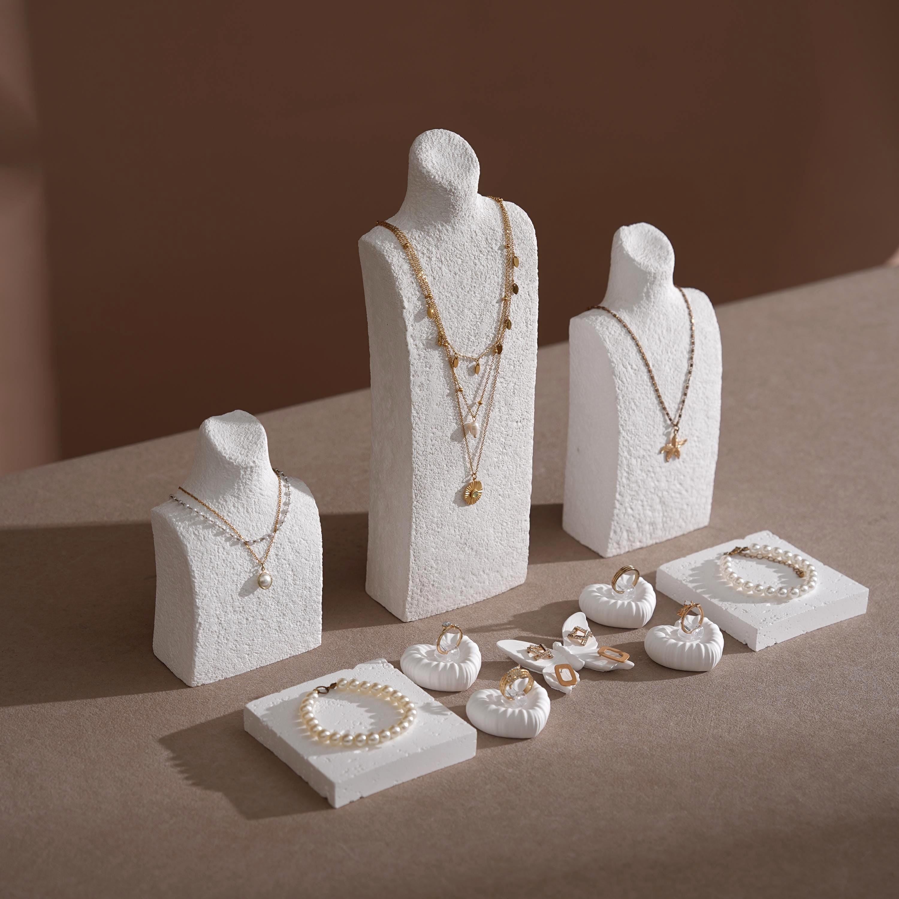 Plaster Jewelry Display Set, Ring Tray, Earring Stand, Necklace Display Props, Handmade Boutique Craft Fair Market Display