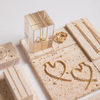 Yellow Travertine Jewelry Display Set – 13-Piece Boutique Showcase Kit