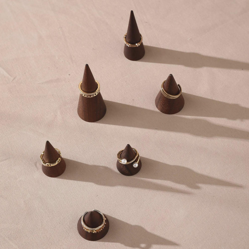 Walnut Wood Ring Cone Stand – Boutique Ring Holder Display