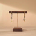 Solid Walnut Wood Jewelry Display Stand with Brass Rod – Necklace Bracelet Organizer