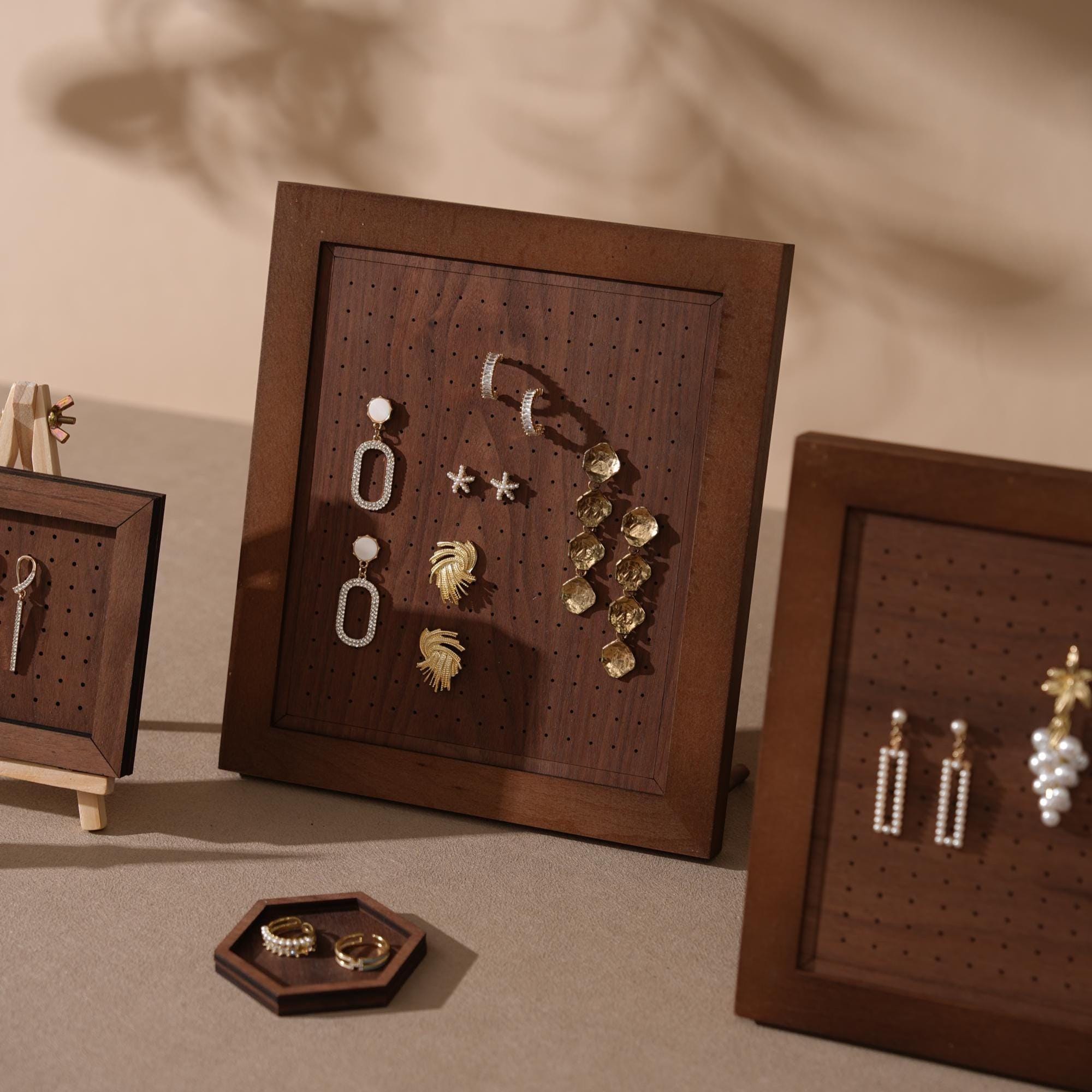 Walnut Veneer Jewelry Display Set: Portable Booth Organizer