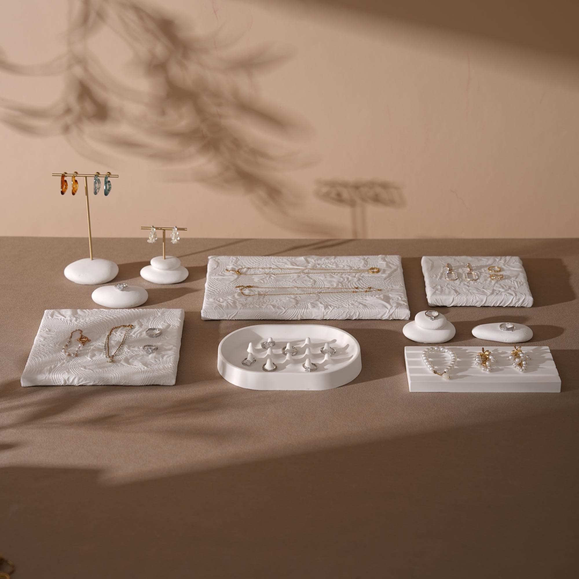 Plaster Jewelry Display Set, Ring Tray, Earring Stand, Necklace Display Props, Handmade Boutique Craft Fair Market Display