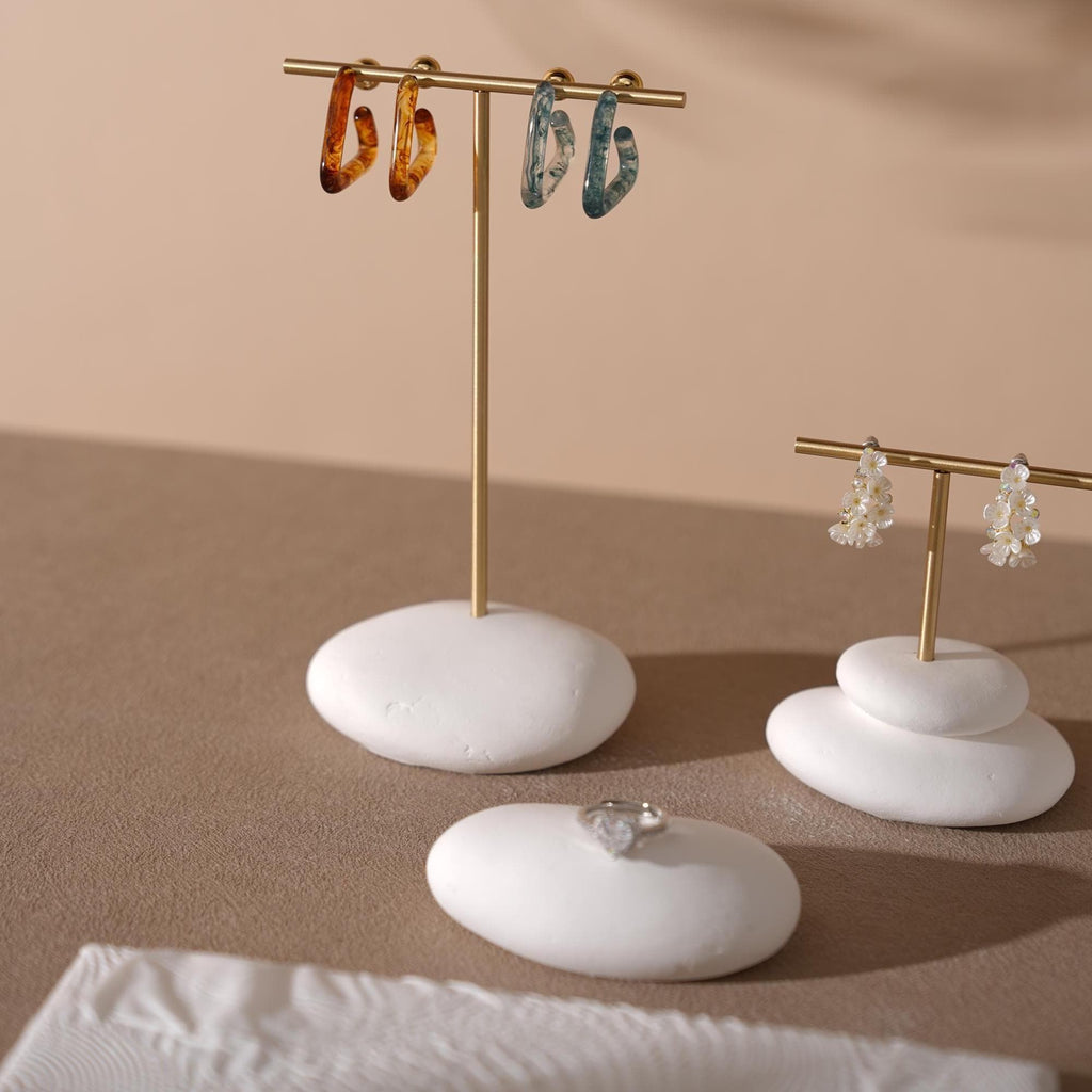 Plaster Jewelry Display Set, Ring Tray, Earring Stand, Necklace Display Props, Handmade Boutique Craft Fair Market Display