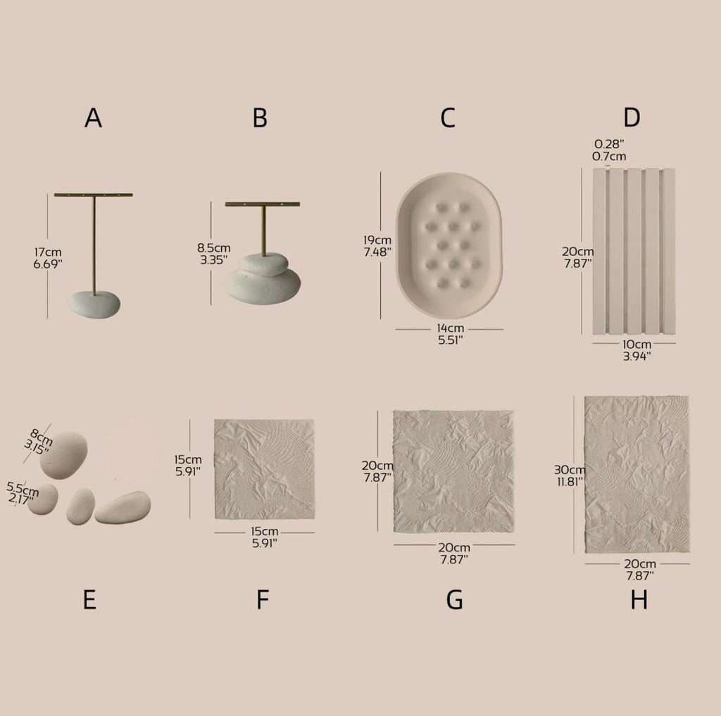Plaster Jewelry Display Set, Ring Tray, Earring Stand, Necklace Display Props, Handmade Boutique Craft Fair Market Display