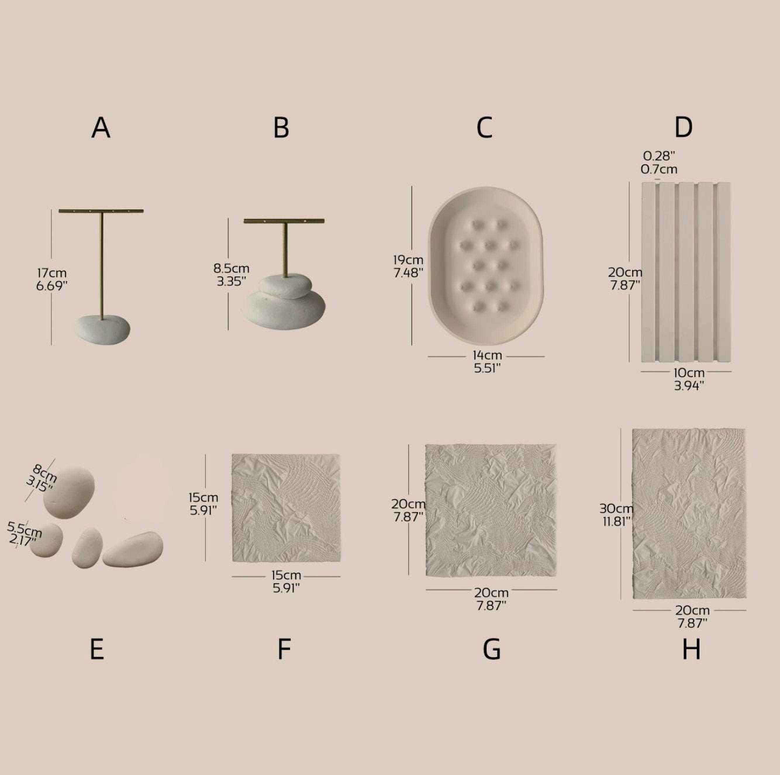 Plaster Jewelry Display Set, Ring Tray, Earring Stand, Necklace Display Props, Handmade Boutique Craft Fair Market Display