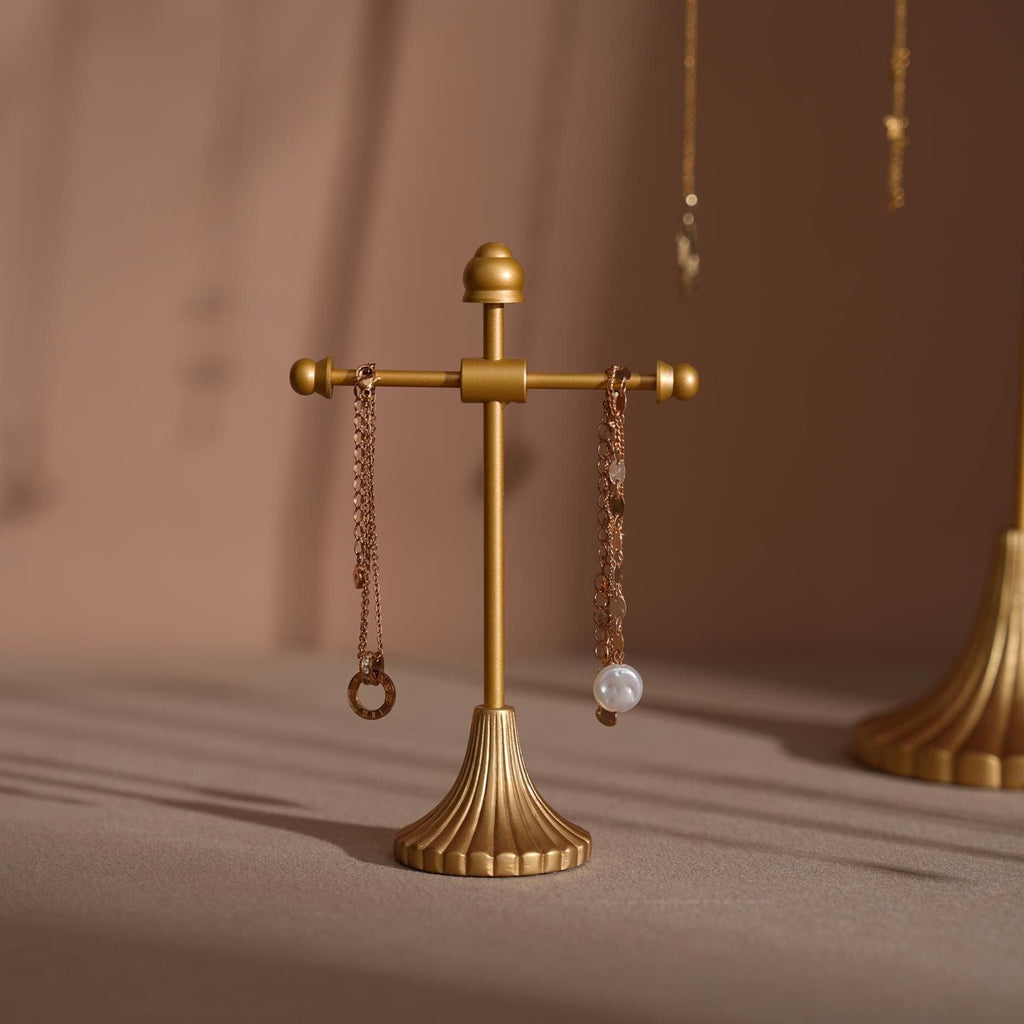 Gold Metal Jewelry Display Stand Set, Necklace Bracelet Earring Holder, T Bar Jewelry Rack, Boutique Craft Fair Display
