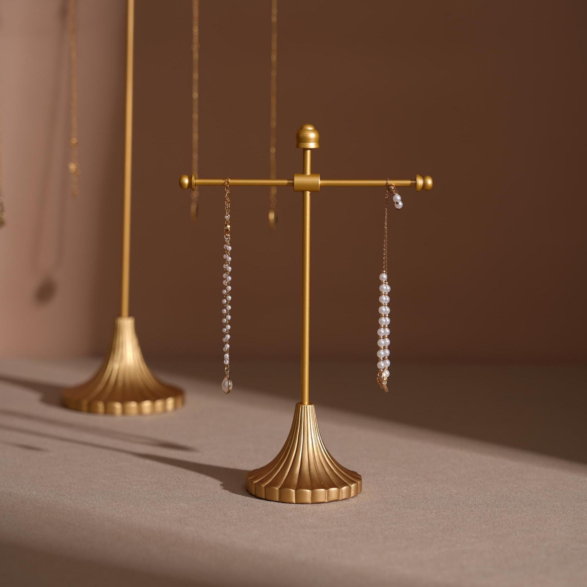Gold Metal Jewelry Display Stand Set, Necklace Bracelet Earring Holder, T Bar Jewelry Rack, Boutique Craft Fair Display