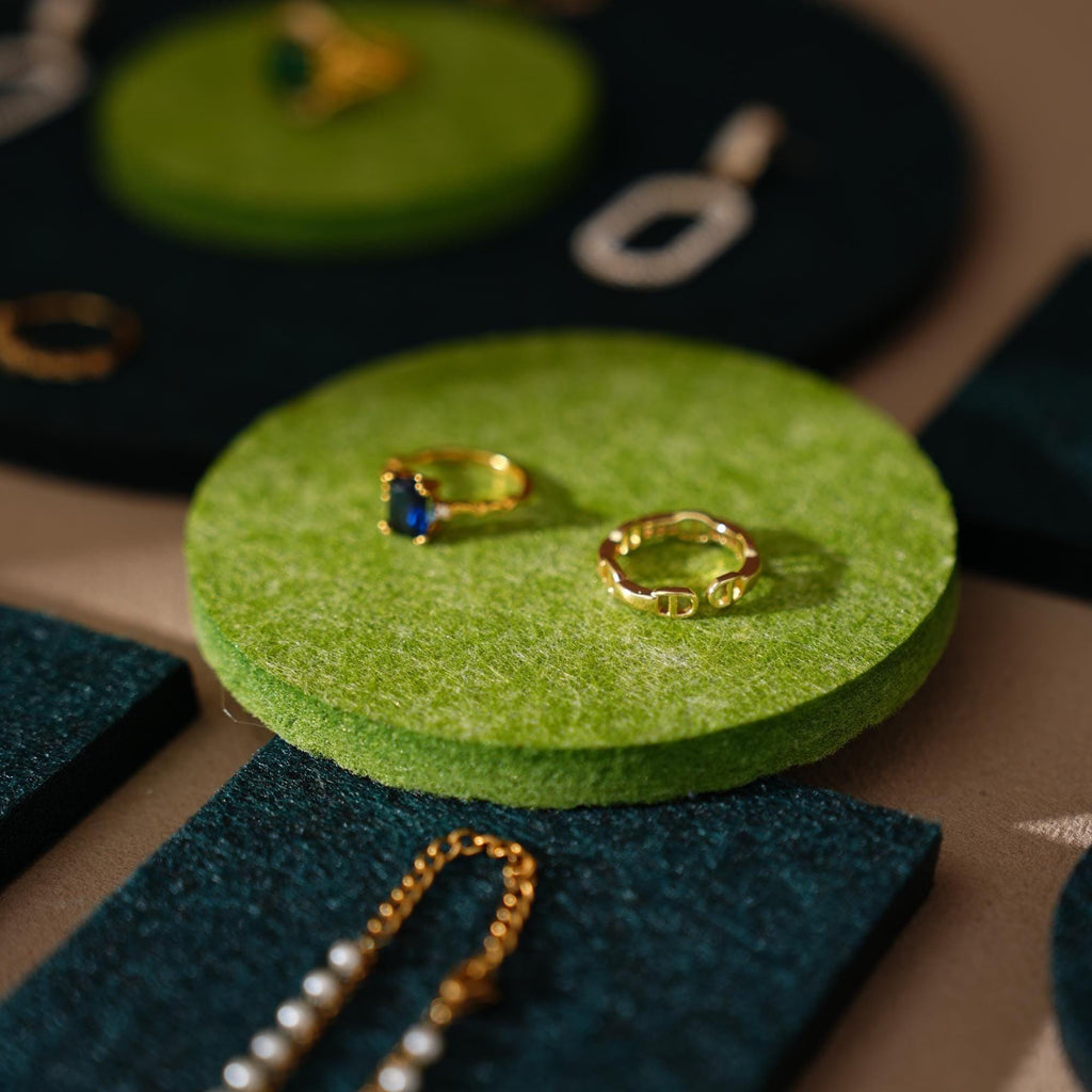 Green Felt Jewelry Display Set Ring Earring Necklace Pads Craft Fair Booth Display