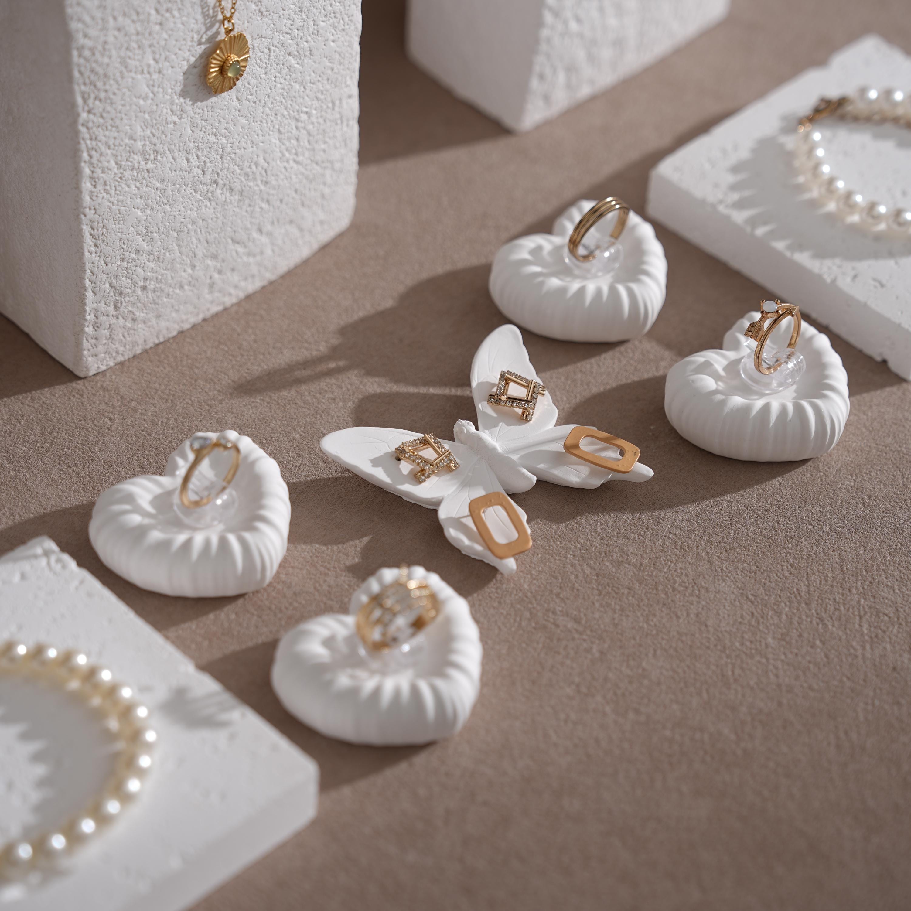 Plaster Jewelry Display Set, Ring Tray, Earring Stand, Necklace Display Props, Handmade Boutique Craft Fair Market Display