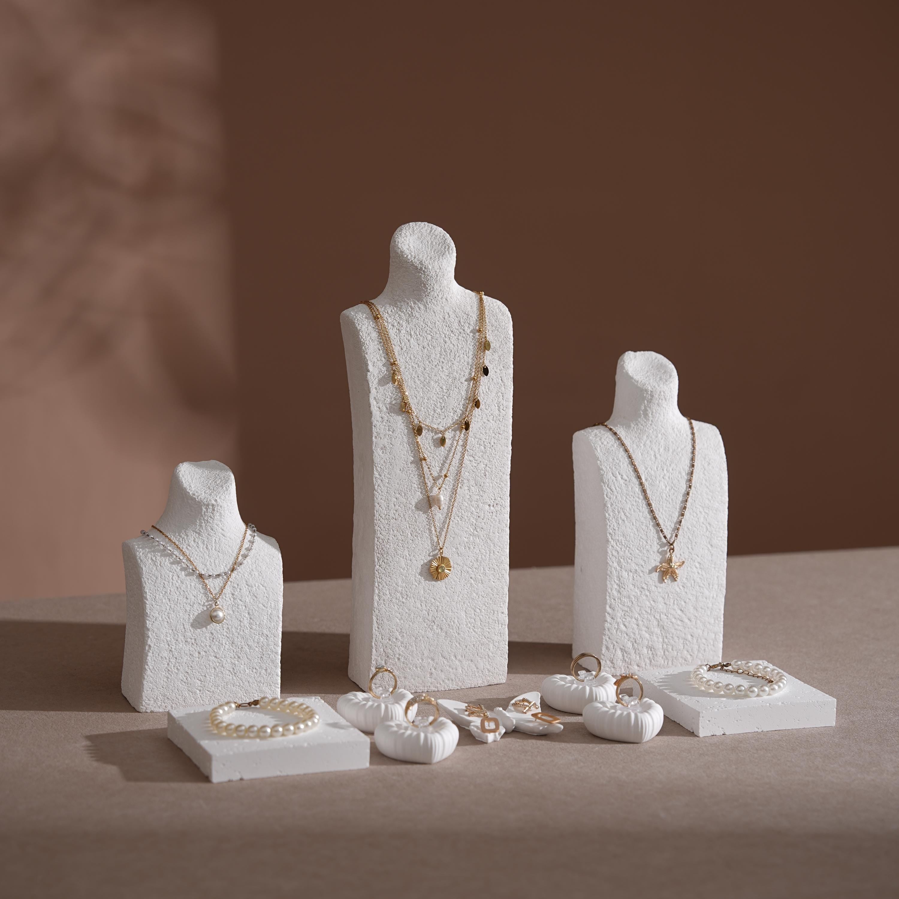 Plaster Jewelry Display Set, Ring Tray, Earring Stand, Necklace Display Props, Handmade Boutique Craft Fair Market Display
