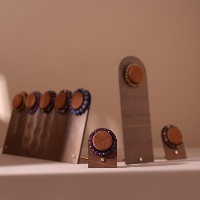 Walnut Veneer Bracelet Display Stand for Crystal Shops & Jewelry Boutiques
