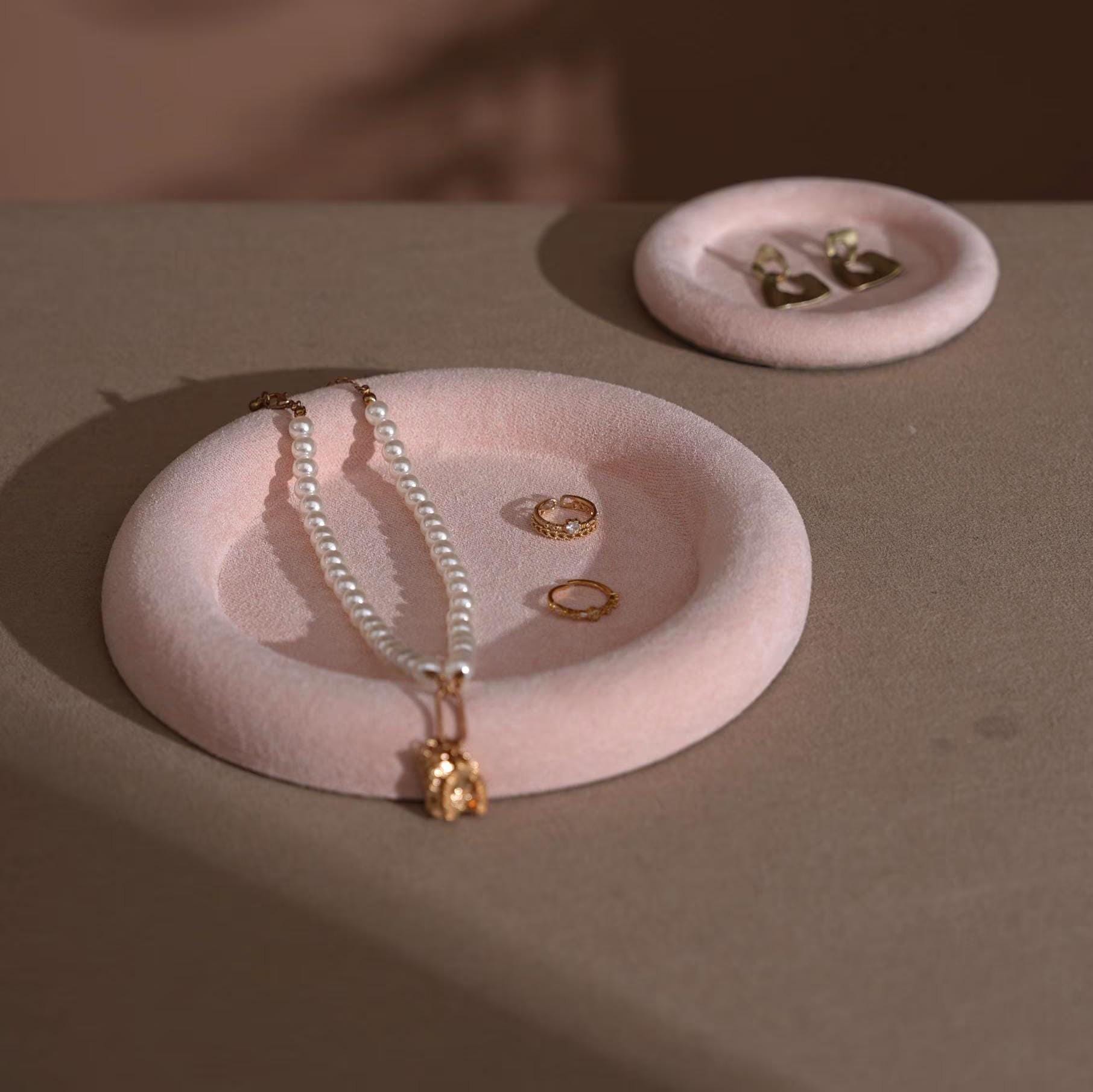 Jewelry Organizer Dish: Suede Ring and Bracelet Tray (14 Colors)
